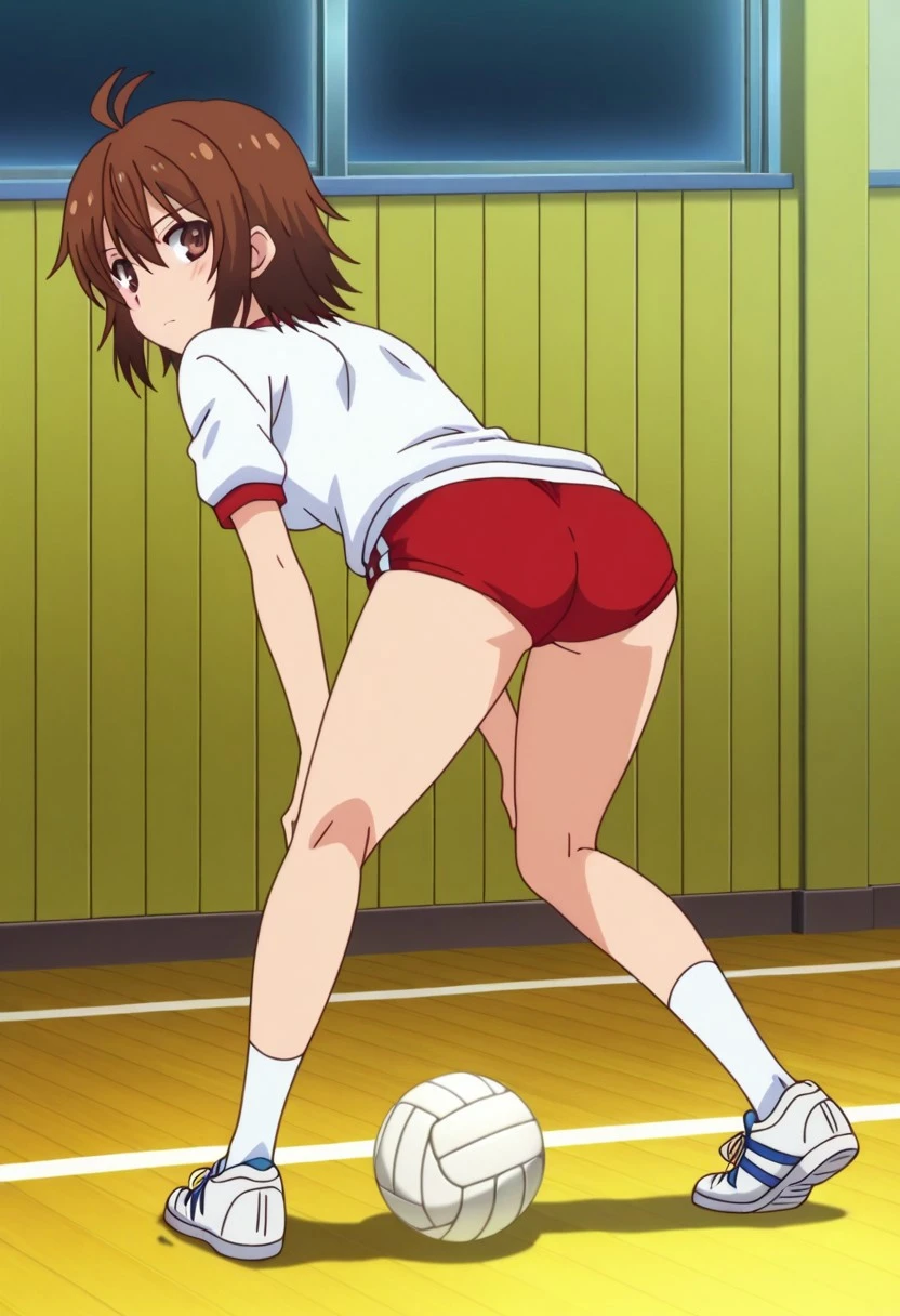 tennis girl's massive rear butt cheeks out of bottomless slutty mini sweater out bare and brown boots, kneeling, wearing oven mittens behind head, blindfold
