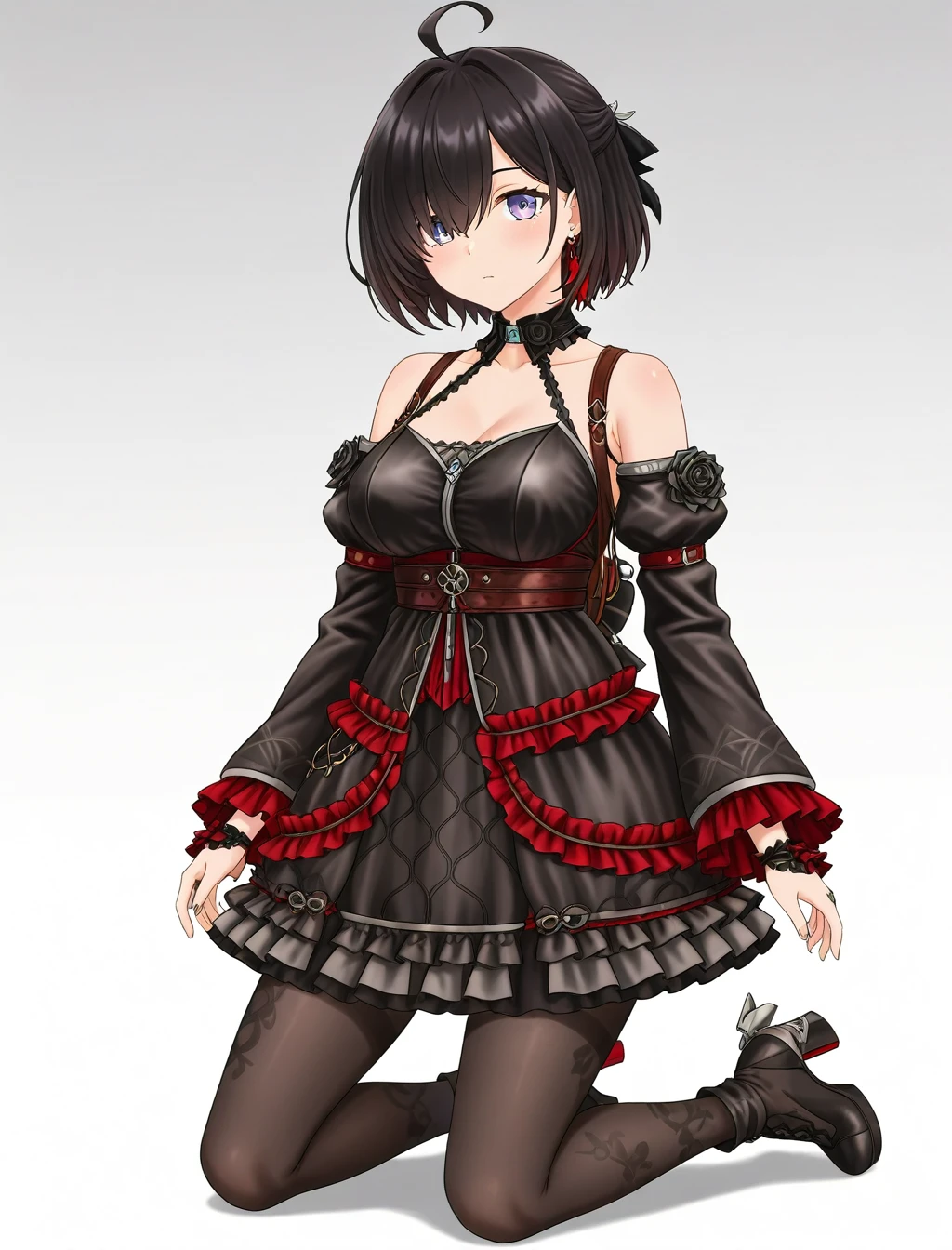 <lora:yumia_liessfeldt_XL_illustrious-noob_v1:1>1girl, yumia liessfeldt, goth fashion, pantyhose, kneeling,, best quality, high quality,  highres, absurdres ,<lora:NoobV065sHyperDmd:1>