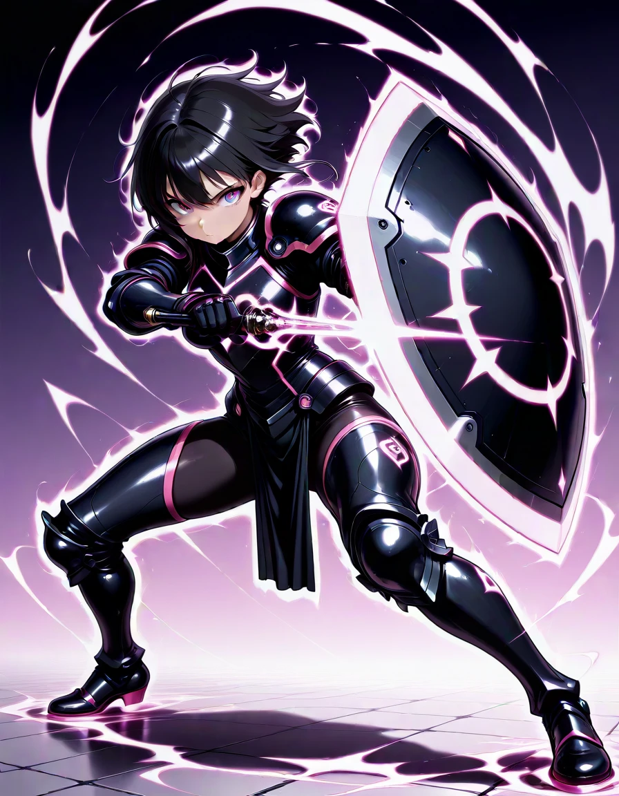masterpiece, best_quality, very_aesthetic, highres, absurdres, ultra detailed,
<lora:negXL:0.5>
<lora:KIRAKIRA_IL_MIX_V04:1.2> kirakira, glowing,aura
1girl, fighting stance, holding weapon, holding wand,
Faux Hawk - Pink
(Photon Armor:1.3), Utilizing advanced photonics, this armor creates a visually striking light-based shield. Featured in the movie "Tron:1.3), Legacy" (2010).