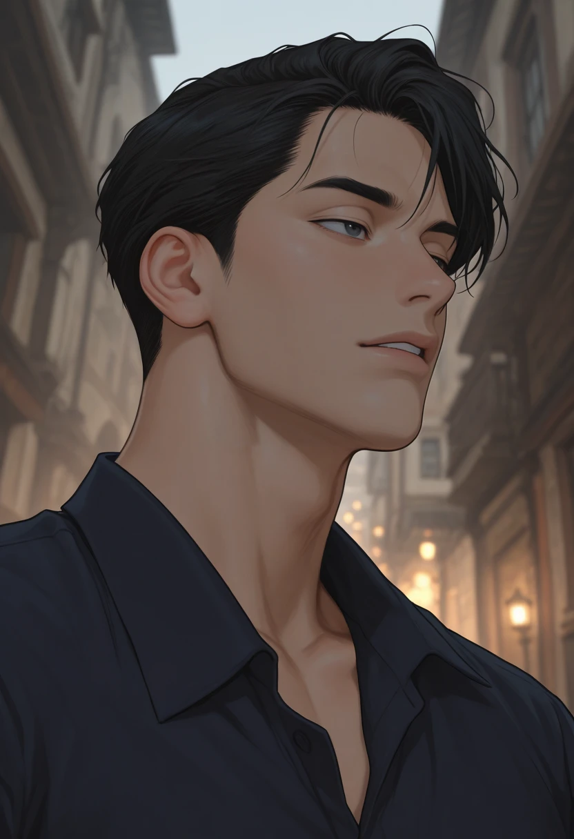 masterpiece, best quality, amazing quality, very aesthetic, high resolution, ultra-detailed, absurdres, depth of field, newest, scenery, dynamic angle , , , 1boy, solo, male focus, , <lora:male_typeA:0.67>, maleT, male_typeE, portrait, upper body, black hair