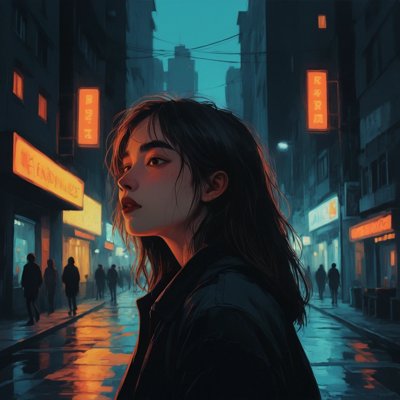 An expressive painting of a girl in the nighttime city.
<lora:NeoManga01_CE_XL_200-OT:0.4> neomngaCE_style
