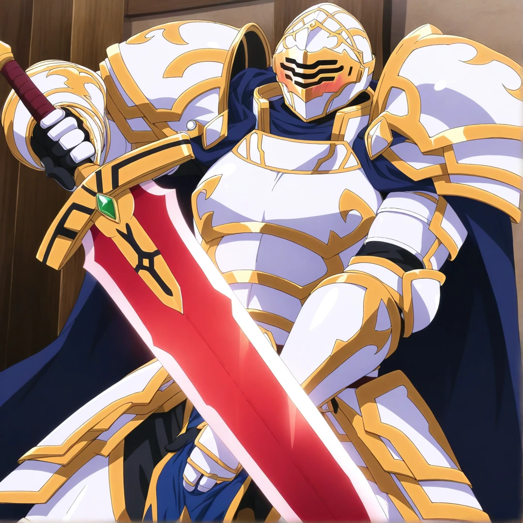 <lora:Arc:1>,arc,armor,1boy,solo,male focus,helmet,masterpiece,holding red sword,crotch grab,blush,