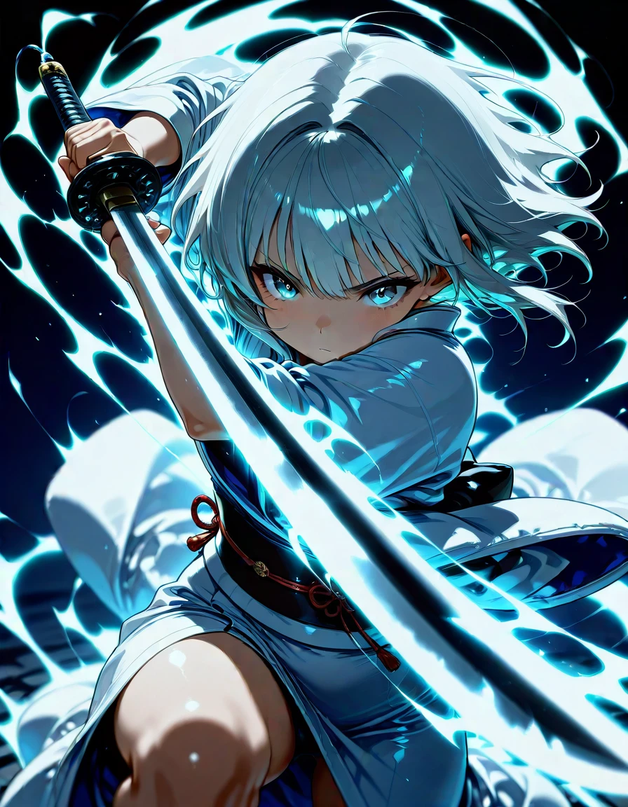 masterpiece, best_quality, very_aesthetic, highres, absurdres, ultra detailed,
kirakira, glowing,aura
1girl, fighting stance, holding weapon, holding katana, , kimono,
<lora:negXL:0.5>
<lora:KIRAKIRA_IL_MIX_V04:1.5>
