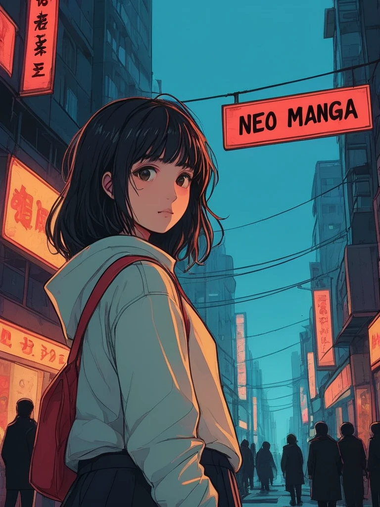 A ribbon banner title. Text: "Neo-Manga".
An atmospheric painting of a girl in the city.
<lora:NeoManga01_CE_XL_200-OT:0.4> neomngaCE_style
<lora:RibbonBanner01_CE_XL_200-OT:0.6> ribbonbanner