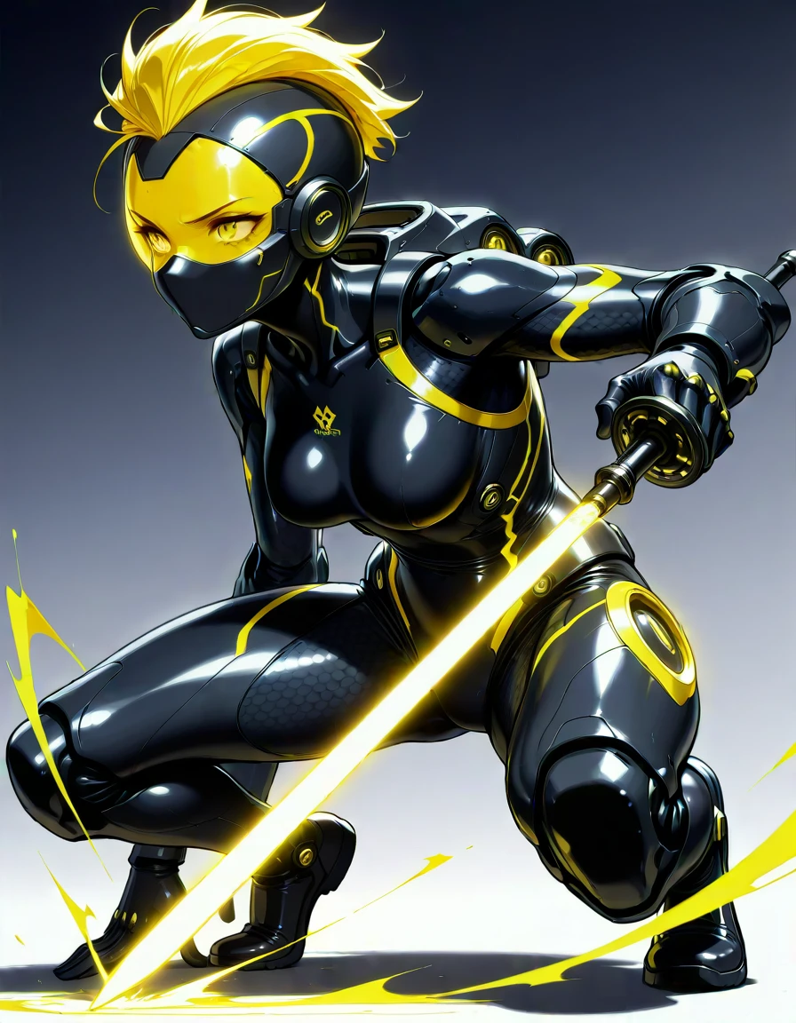 masterpiece, best_quality, very_aesthetic, highres, absurdres, ultra detailed,
<lora:negXL:0.5>
<lora:KIRAKIRA_IL_MIX_V04:1.0> kirakira, glowing,aura
1girl, fighting stance, holding weapon, holding rapier,
Mohawk with LED Matrix Display - Electric Yellow
(Carbon Fiber Exoskeleton:1.3), A sleek and lightweight exoskeleton made of carbon fiber, providing enhanced strength and agility. Featured in the movie "Elysium" (2013).