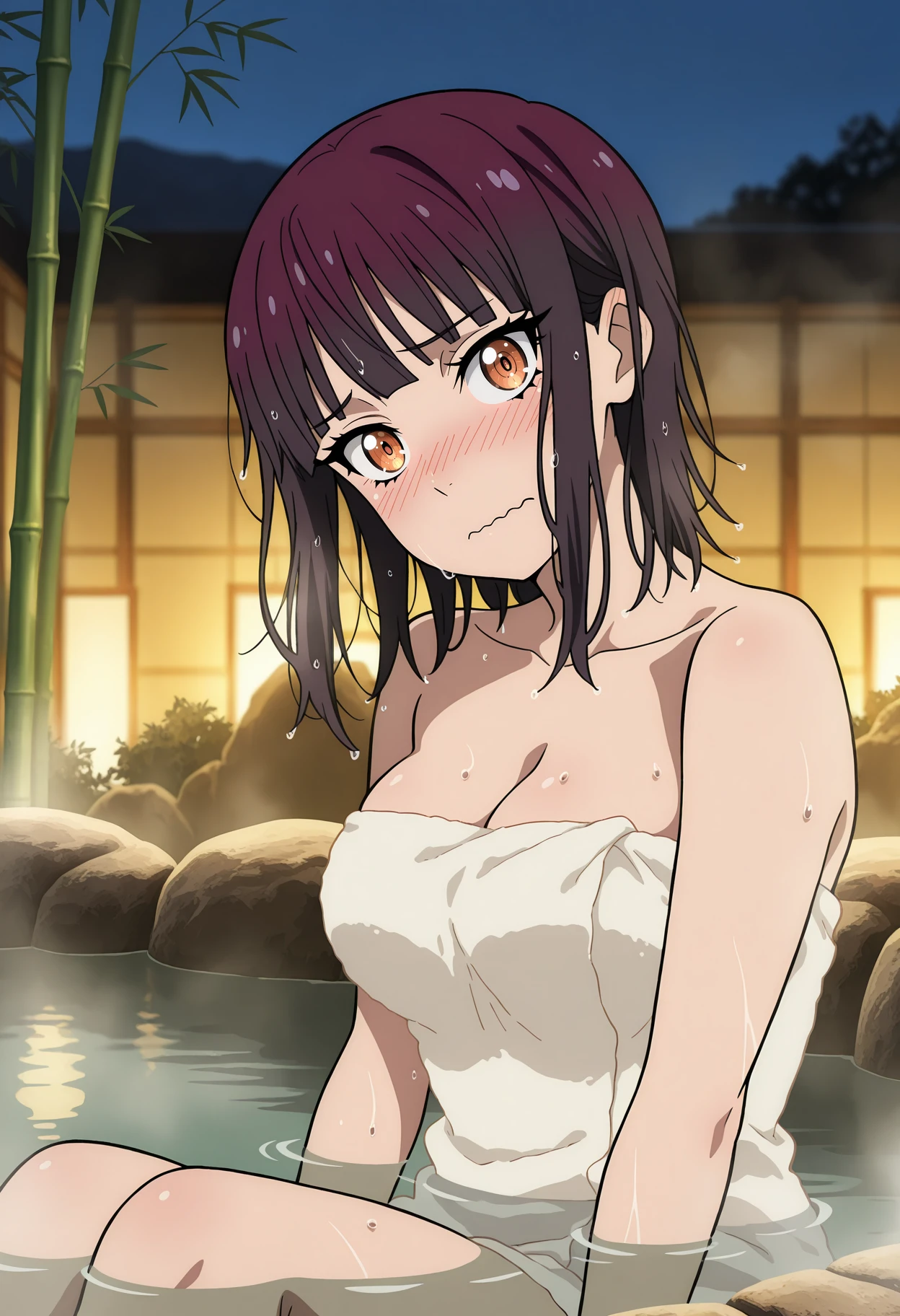 (La mejor calidad,4k,Altas Resoluciones),(realista:1.37),Saekobusujima,Shy and blushing,sexy,Brazos cruzados,uniforme transparente mojado,Black lingerie,falda corta,Medias negras largas,Wet,empapado,sentado en un barco,Agua,(foto perfecta ),nsfw,hot spring bath
(Cuerpo completo,anime),(vivid colors),(Soft lighting)