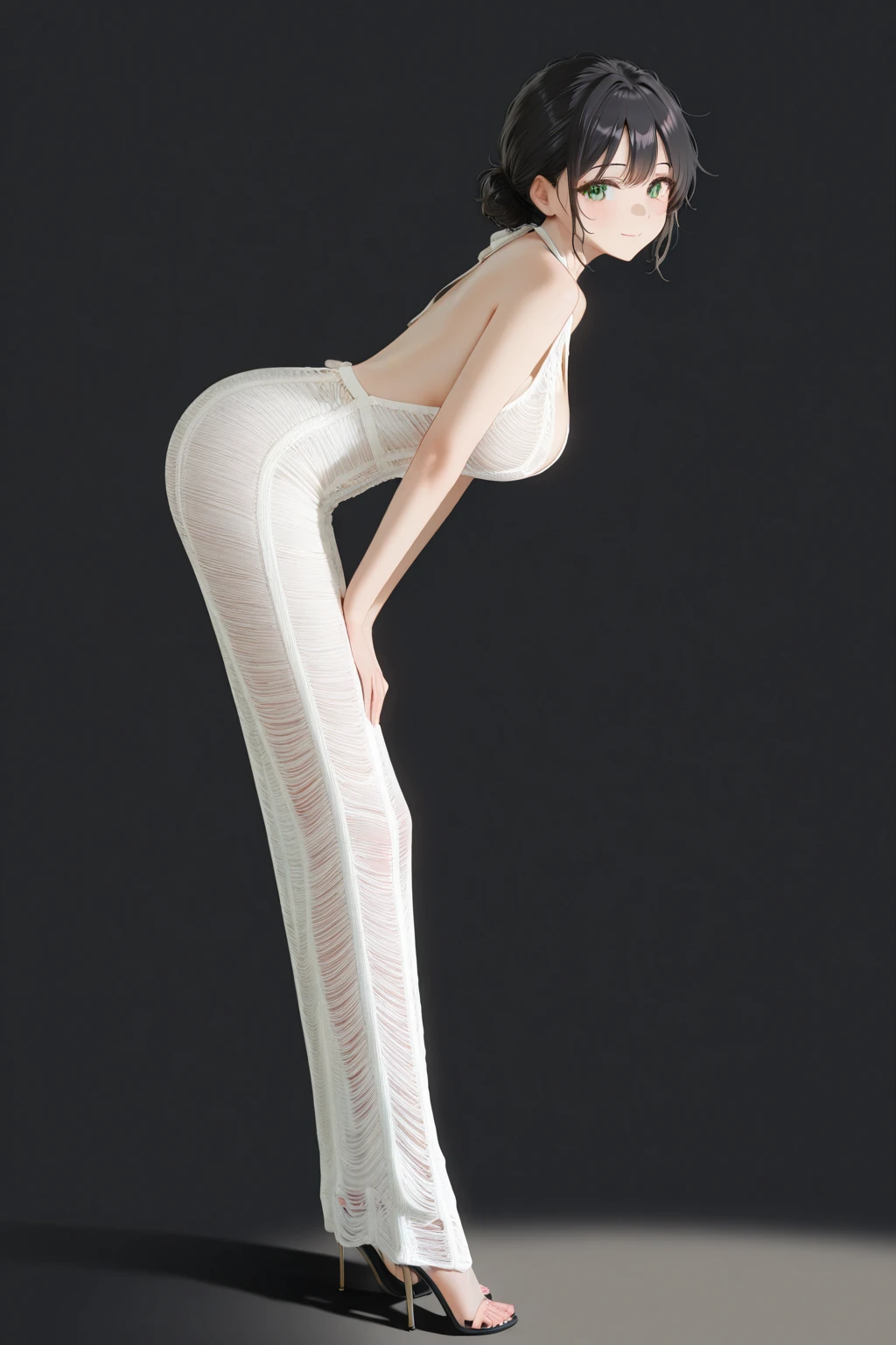 White hollow out taut dress v1.0