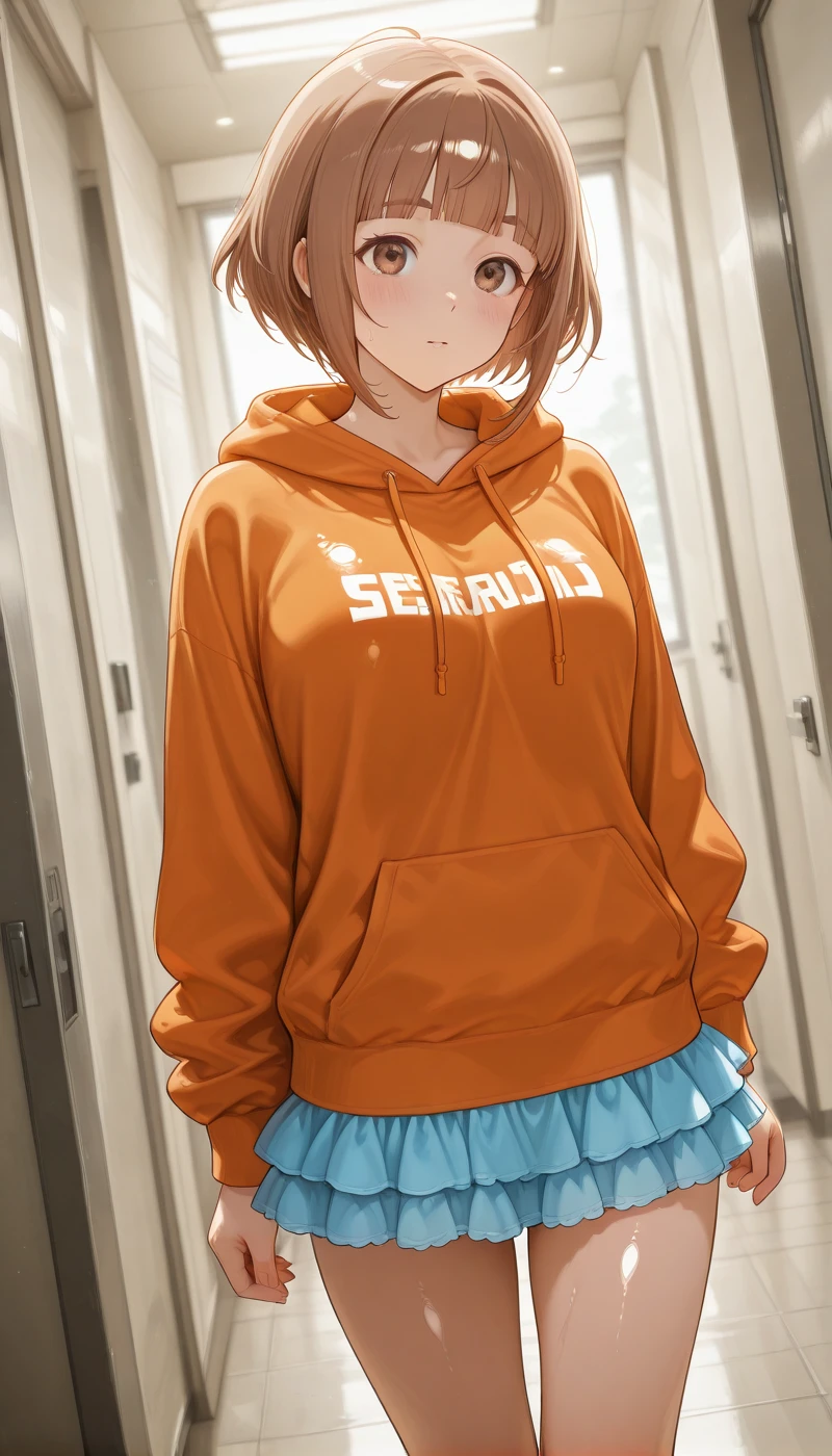 <lora:LCMTurboMix_Euler_A_fix:1> <lora:example_SDXL:0.3>, EZRealPONYXL, <lora:Dramatic Lighting Slider:3>
DSLR,realistic,cosplay photo, (very awa,masterpiece,best quality,year 2024,newest,absurdres,highres:1), realistic,skin texture,facial features, photography shot with Canon EOS 5D Mark IV , realistic, RAW, best quality, masterpiece, amazing quality, skin details,
1girl, highly detailed beautiful face, natural breasts,
detailed background, shiny skin, dutch angle,
beautiful detailed eyes, intricate details, absurdres, anime screencap,
<lora:KitamiYuzu_IdolMaster_ILXL_kill0825:1>
IMKitaYuzu, breasts, short hair, brown hair, medium breasts, brown eyes, blunt bangs, thick eyebrows, bob cut, large breasts, sidelocks,
skirt, long sleeves, frills, hood, blue skirt, hoodie, hood down, frilled skirt, drawstring, layered skirt, orange hoodie, miniskirt, red hoodie, miniskirt