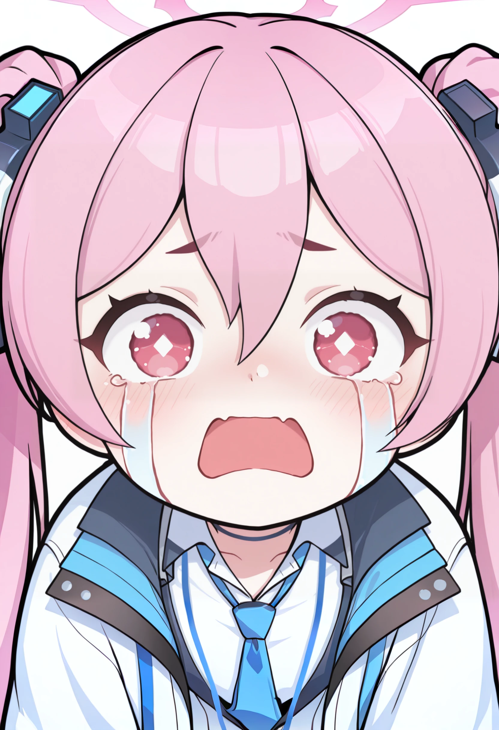 masterpiece, best quality, amazing quality, very aesthetic, high resolution, ultra-detailed, absurdres, solo, looking at viewer, streaming tears, chibi:0.25, 1girl, koyuki \(blue archive\), blue archive, <lora:StreamingTears:1>