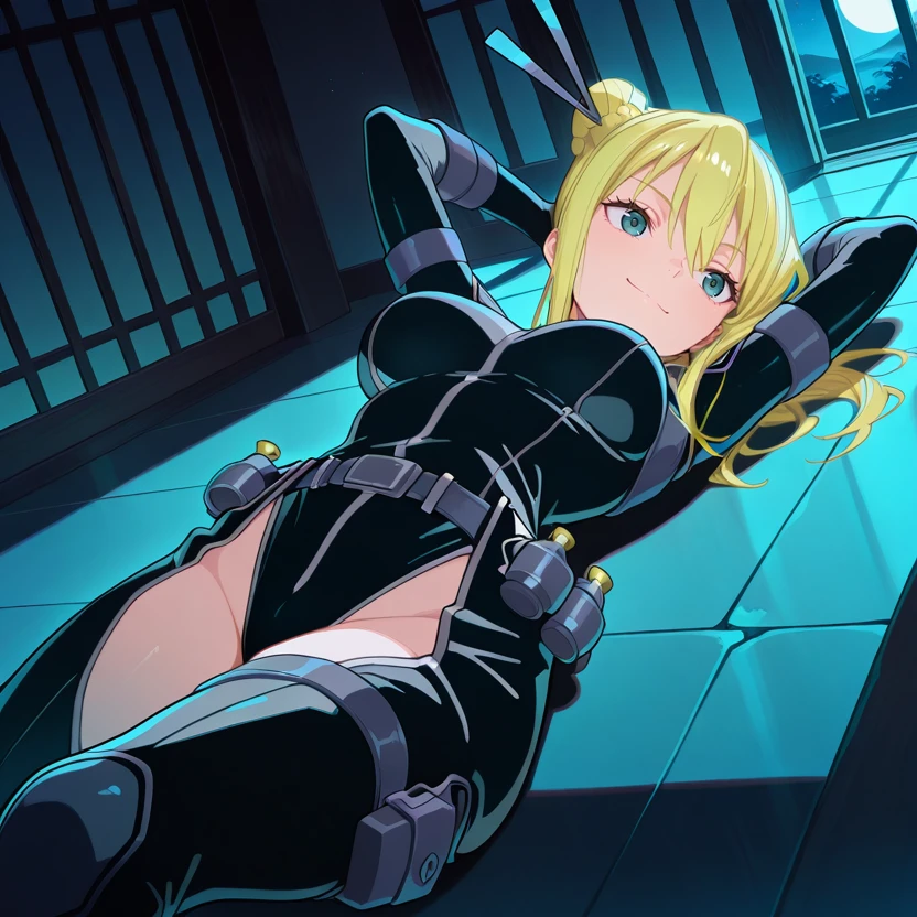ultra-detailed, Explicit, Beautiful body, Beautiful Nose, Beautiful character design, perfect eyes, perfect face, ultra highres, 4K, beautiful legs, perfect legs, Nice hands, Perfect hand, Masterpiece, Best Quality, Highly detailed, illustration, absurdres, perfect anatomy, street fighter, doll suit, shadaloo doll, dollsuit, expressionless, blank eyes, looking at viewer, red gloves, emotionless, black latex, corruption, mind control, female combatant, full body, hypnotized, unhappy trance, full body suit, ribbed bodysuit, both arms at side, obey, perfect female body, extremely glossy latex, hypnosis, hypnoLora, empty eyes, Mind control device, poses, submissive_pose, Slave, standing straight, standing, standing at attention, hat, necktie, belt, latex, ribbed bodysuit, thigh Highs, garter belt, Fighting Stance, extending the right arm from the shoulder into the air with a straightened hand, military, thigh boots, black pantyhose, (((pixel-perfect, detail-perfect))), solo, 1girl, hair ornaments, short hair, blonde hair, golden eyes, MP40, Girls' Frontline, medium breast
