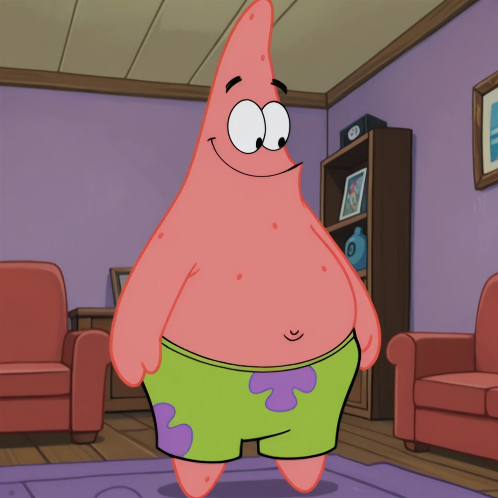 Patrick star in panties showing everything

