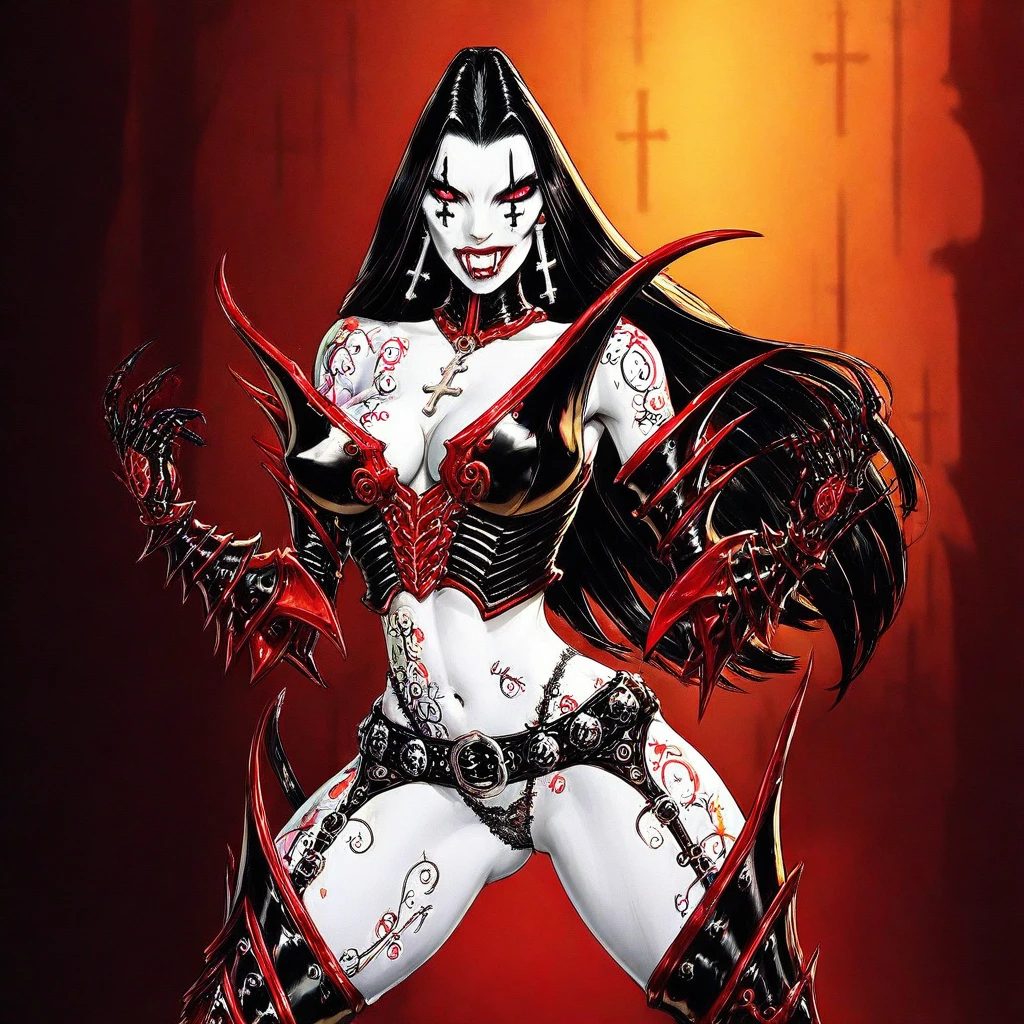 ((1girl)),[ dark soul, detail background, horror \(style\),  warm colors,] full body, girl goth, bloody flesh, ancient goddess female, several eyes along her body