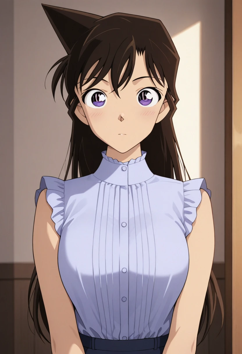 （Brunette，Purple evening dress，8k，Perfect body，Ultra Clear，Highest quality, masterpiece:1.4),(Anime Style:1.37) , photograph, Detailed Background, 1 Girl, (((white lace panties))), boots, Cowboy Shooting, Watching the crowd, A faint smile, Tinnitus, skirt, choker, Best, Sitting, Crossing your legs, From below, On the sofa, window, living room,