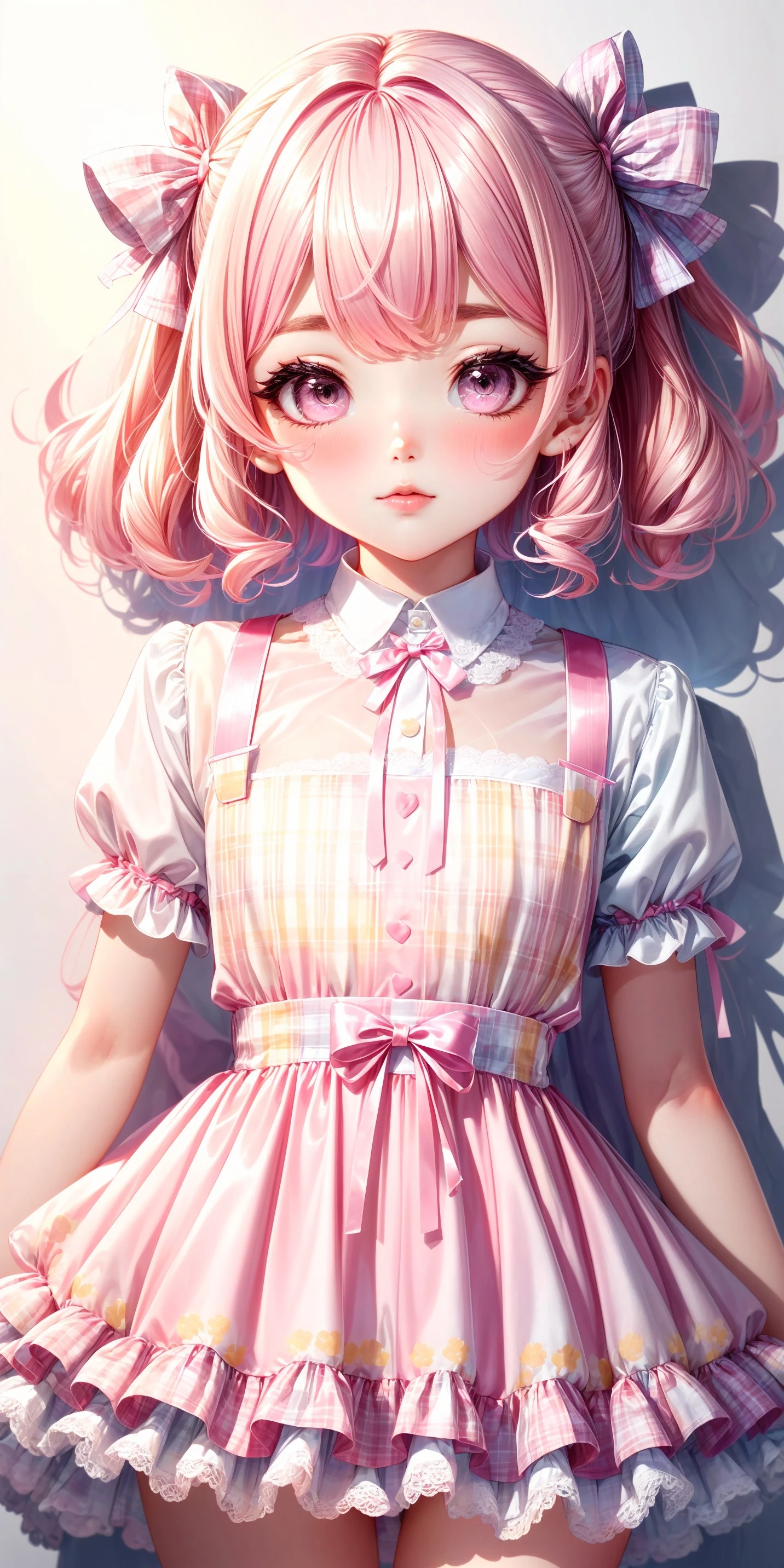 Pink Plaid Shiny Satin Pinafore Dress v1.0