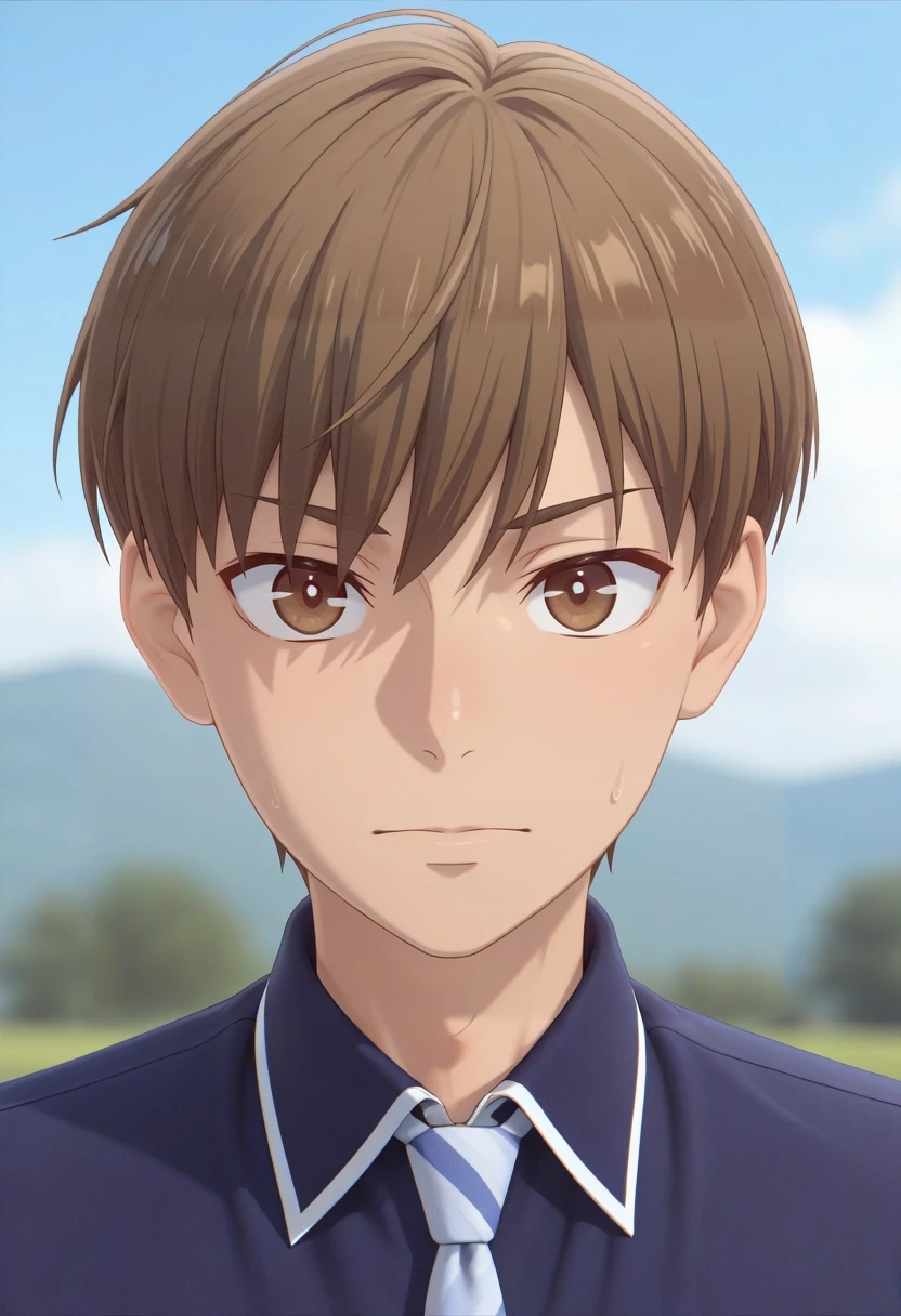 masterpiece, best quality, amazing quality, very aesthetic, high resolution, ultra-detailed, absurdres, newest, colorful, highest detailed, very awa, 3d, , 1boy, solo, male focus, <lora:naohito_sakuragi_ilxl:0.96>, naohito_sakuragi, brown hair, brown eyes, short hair,