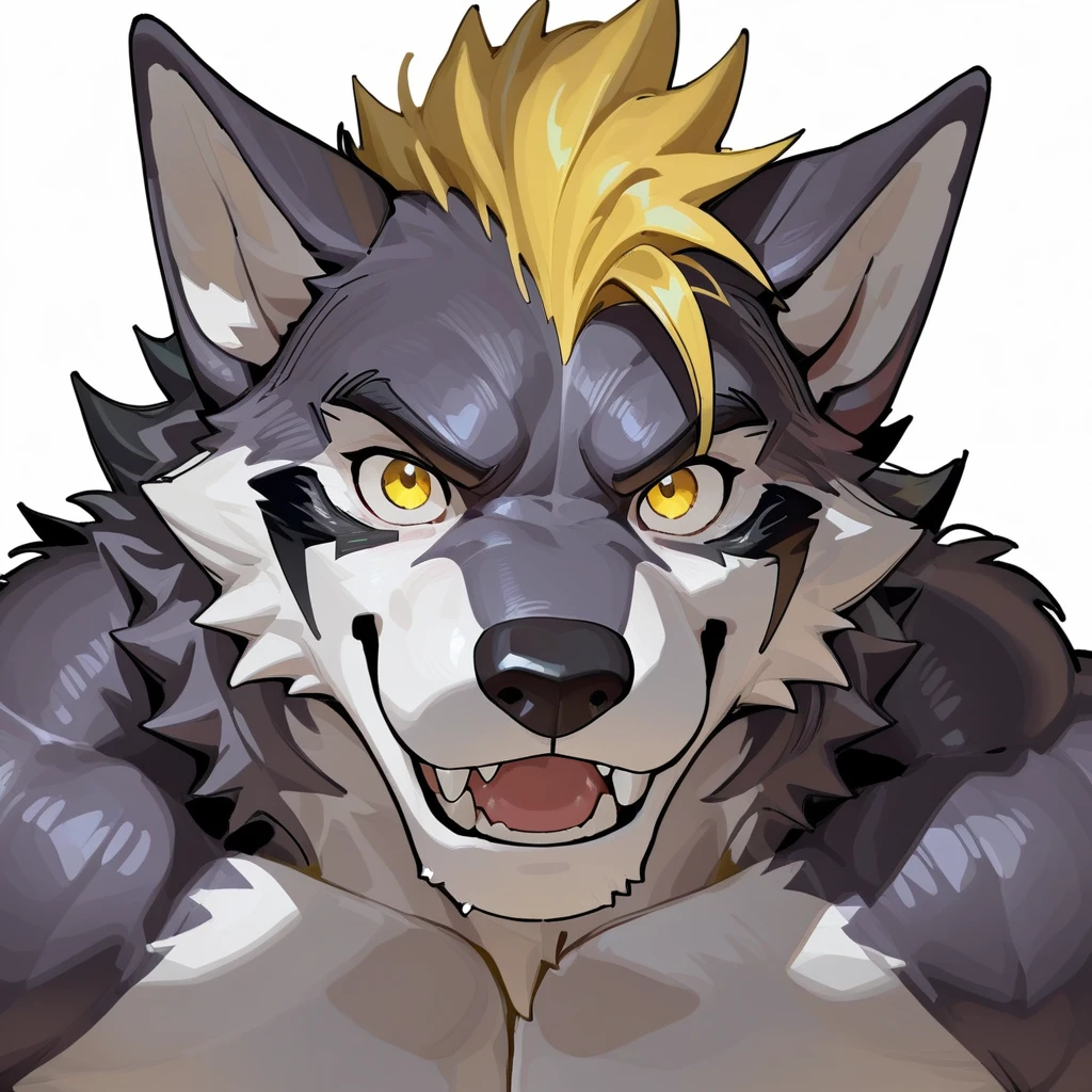 (masterpiece, ultra detailed, best quality), wolf, Furry, Cyan skin, white chest, nipple, looking at viewer, florest background, florest scenery, sexy face, shirtless, shirou ogami, naked 