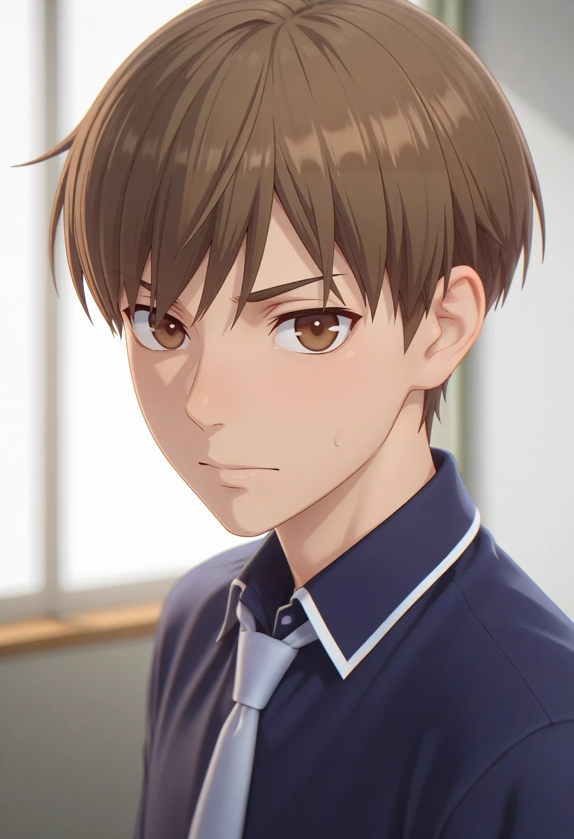 masterpiece, best quality, amazing quality, very aesthetic, high resolution, ultra-detailed, absurdres, newest, colorful, highest detailed, very awa, 3d, , 1boy, solo, male focus, <lora:naohito_sakuragi_ilxl:0.92>, naohito_sakuragi, brown hair, brown eyes, short hair,