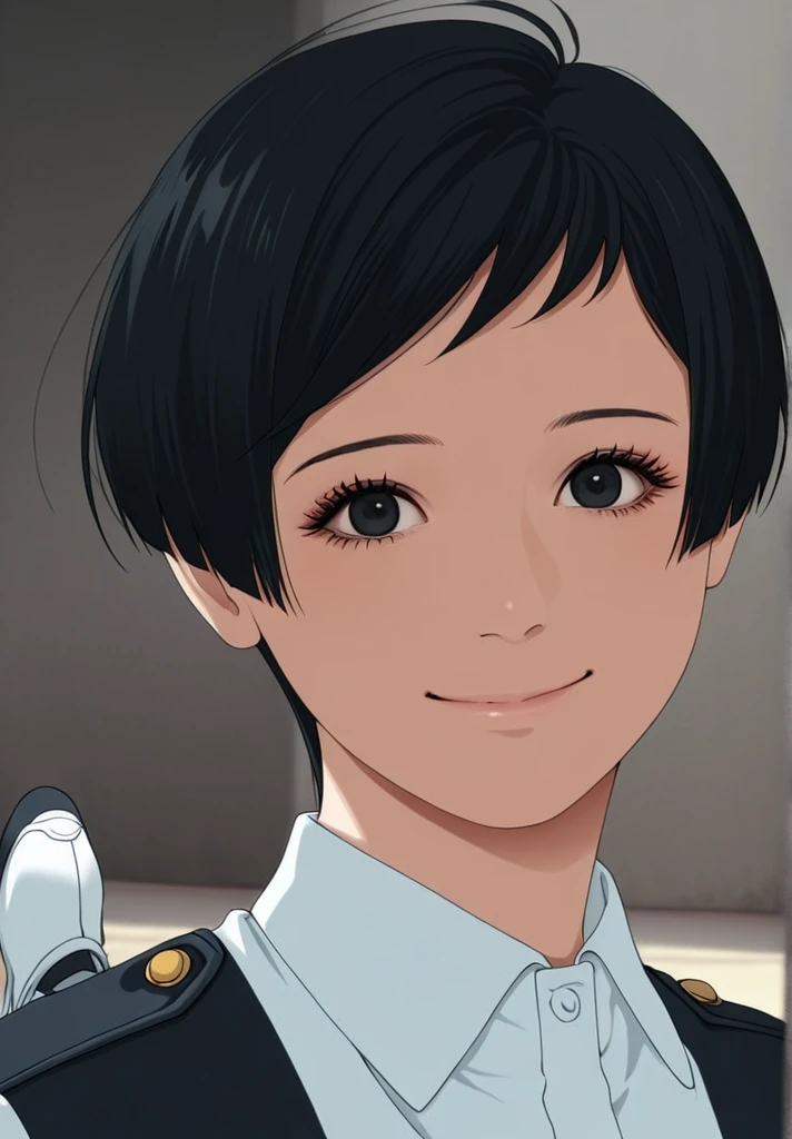 score_9, score_8_up, score_7_up,
1girl, short hair, miwa, eyelashes, anime coloring, black hair, black eyes, realistic, collared shirt, uniform, shoes, smile