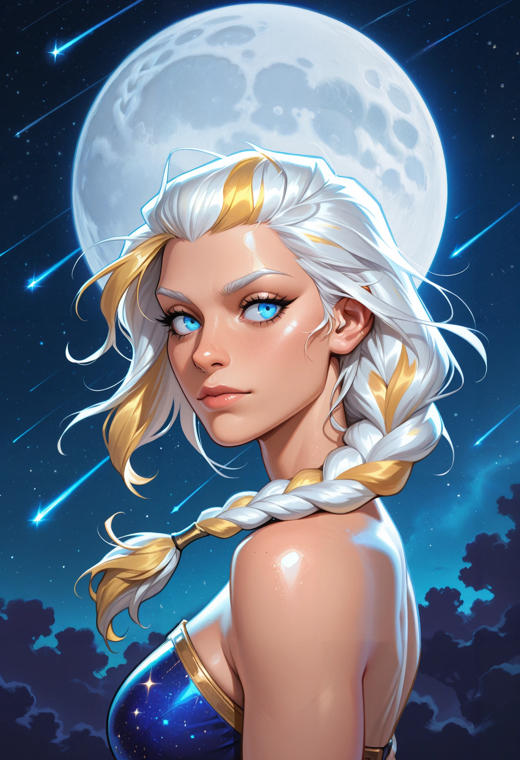 very awa, masterpiece, best quality, absurdres, newest, perfect quality, detailed background, intricate details
<lora:ILWoWJaina:1>
WoWJaina, 1girl, long hair, blonde hair, white hair, single braid, blue eyes