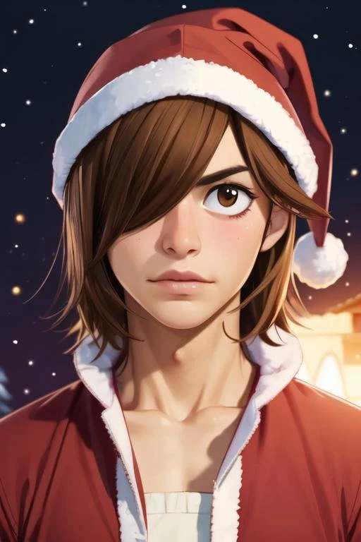 (best quality:1.1), (masterpiece:1.4), , , , depth of field, ligne claire, (realistic:1.4), 1boy, solo, male focus, <lora:hajime_aoyagi:0.8>, hajime_aoyagi, light brown hair, brown eyes, hair over one eye, santa claus costume, The Dragon's Lair: A deadly place where fearsome dragons dwell,