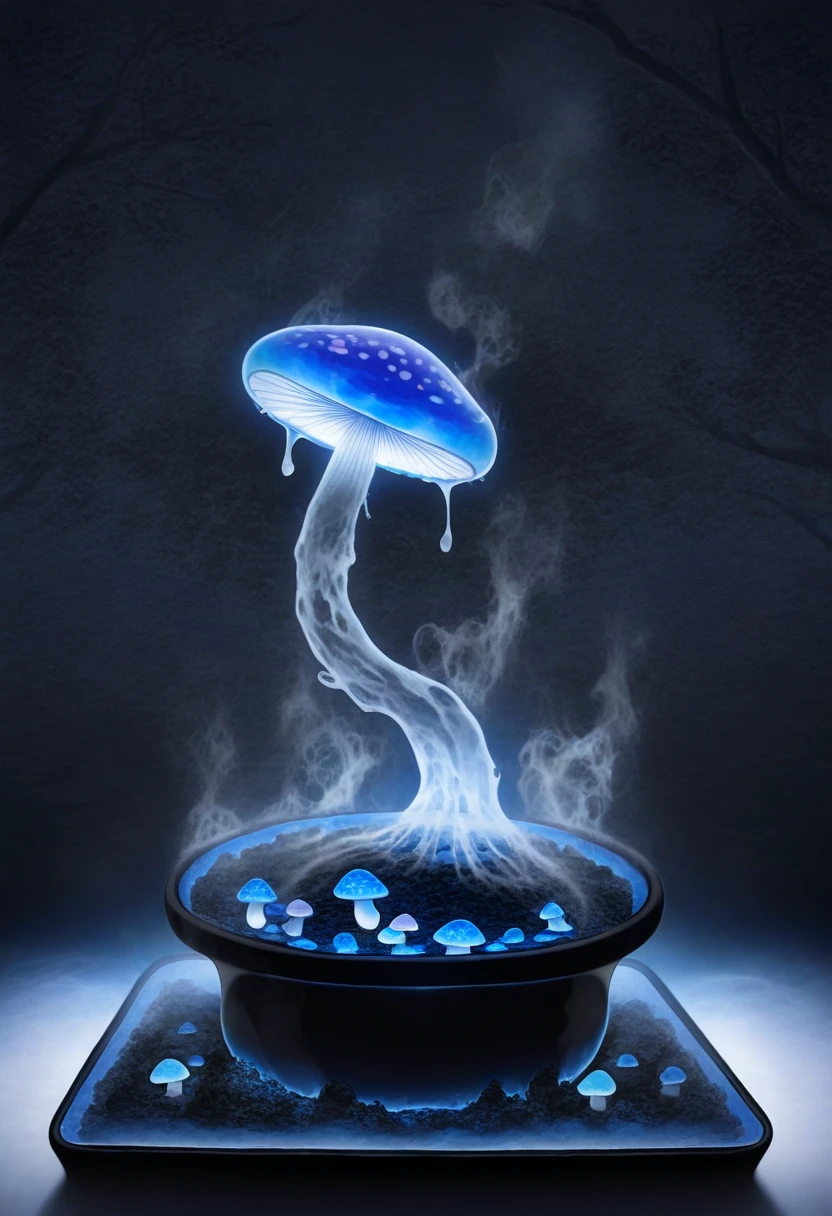 masterpiece, best quality, high detail,
<lora:Magic Smoke Illust:0.6> smoke,
mysterious translucent transparent glass mushroom mixed with birch tree in slimy black bonsai pot, intricate,
hyper detailed raw photography,
album cover art, amazing depth, perfect ratio, HDR, perfect balanced styles,
magical, intense back light, stunning soft smoke,
<lora:Detailer_NoobAI_Incrs_v1:0.7> detailed,