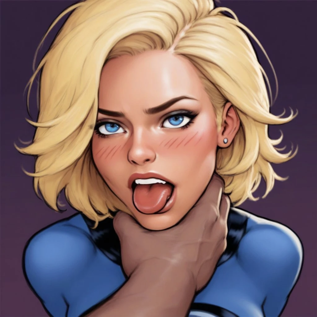 score_9, score_8_up, score_8_up, source_cartoon, detailed soft lighting, interracial, 1girl, (short hair Gwen Stacy, female, Spidergwen suit:1.0), cleavage, sexy thicc thighs, 1boy, (Miles Morales, Black male:1.1), fellatio, New York rooftop, sunset, beautiful eyes, open eyes, (masterpiece, best quality, highly detailed, beautiful).