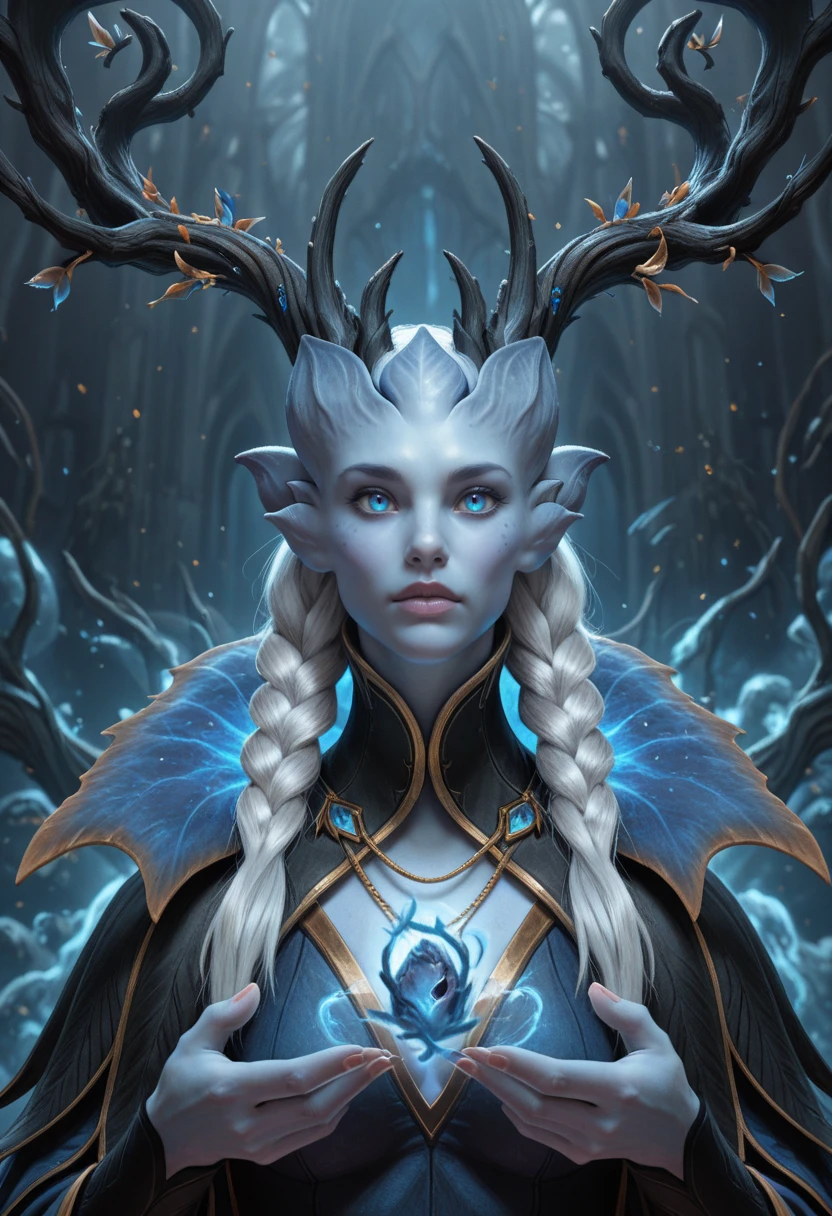 very awa, masterpiece, best quality, absurdres, newest, perfect quality, detailed background, intricate details
<lora:ILWowW1interQu33n:1>
WowW1interQu33n, 1girl, alien, colored skin, braid, blue eyes, long hair, horns, twin braids, antlers, blue eyes, best_quality, absurdres, ultra-detailed, highly_aesthetic, 8K, UHD, highly_detailed_eyes, depth_of_field, subject_focus, dutch_angle, BREAK, beauty, magical, dynamic motion, feather_fall, cinematic, neckline, music, art, looking at viewer, magic, elemental