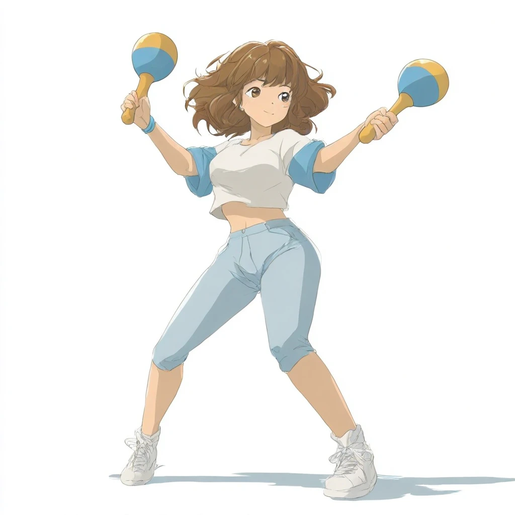 Maracasmb2, playing maracas, holding maracas, maracas in both hands, shaking instruments, rhythmic pose, dancing stance