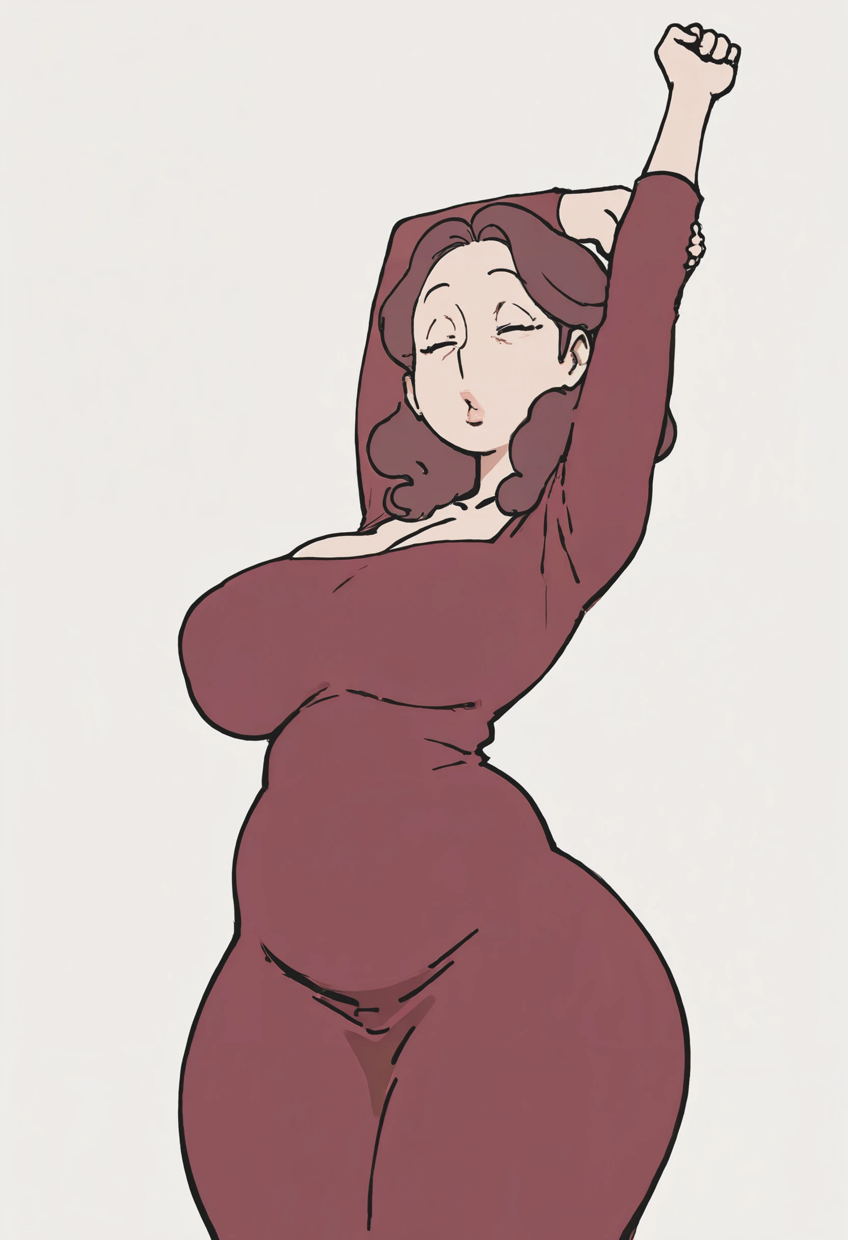 (masterpiece, highest quality:1.3), ultra-detailed,
contrapposts, full body, 1 girl, alone, simple background, contrappost, ((Front view)), looking at viewer,
long hair, brown hair,
Completely naked, nipples, pussy line, supporting character