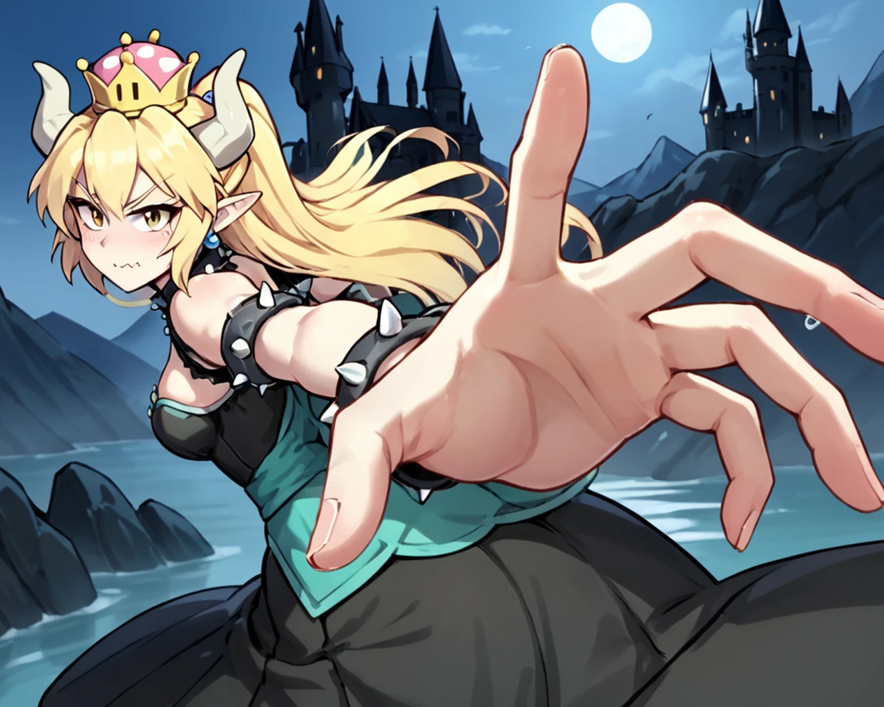 Little, Warrior Girl, Black high leg swimsuit, sword,armor、Anna of Arendelle、battlefield、There are a lot of monsters in the background、Fighting、Scared、shout