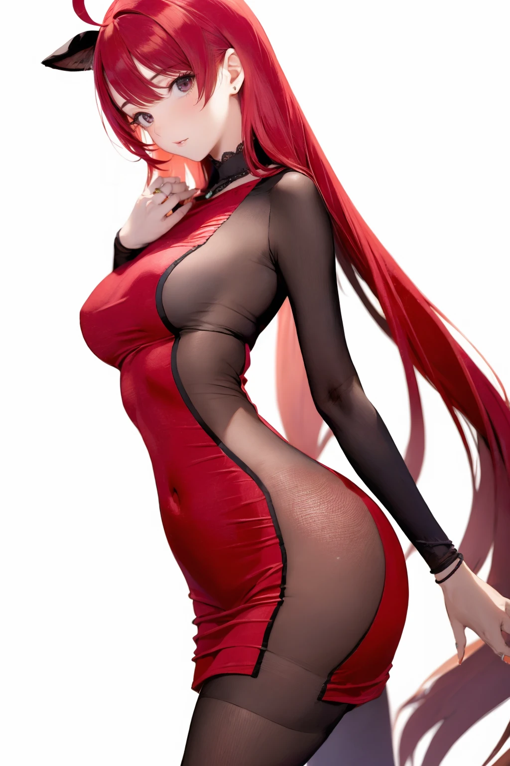 红色贵妇侧透黑丝长裙-（cosplay）（????）Red noble side sheer black silk gown - (Cosplay) (?????? Uniform) v1.0SD1.5