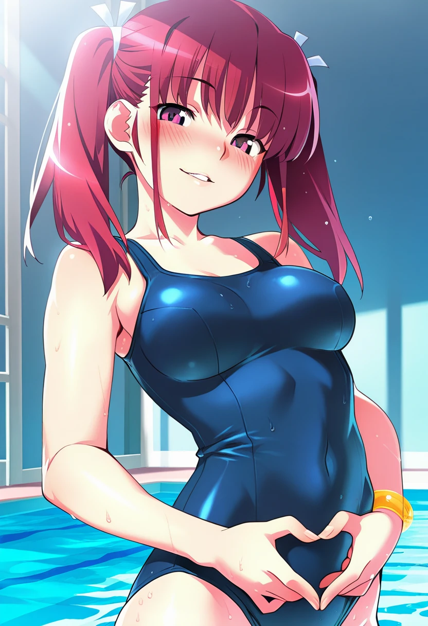 gasai yuno, ((masterpiece)), best quality,blood, blood on face, blood on clothes, blood splatter, 1girl, blood on weapon, breasts, blood on hands, blood stain, solo, long hair, sweater, lipstick mark, open-chest sweater, pool of blood, blood on knife, cleavage, large breasts, cleavage cutout, smile, shorts, looking at viewer, red eyes, turtleneck, wooden floor, dirty face, boots