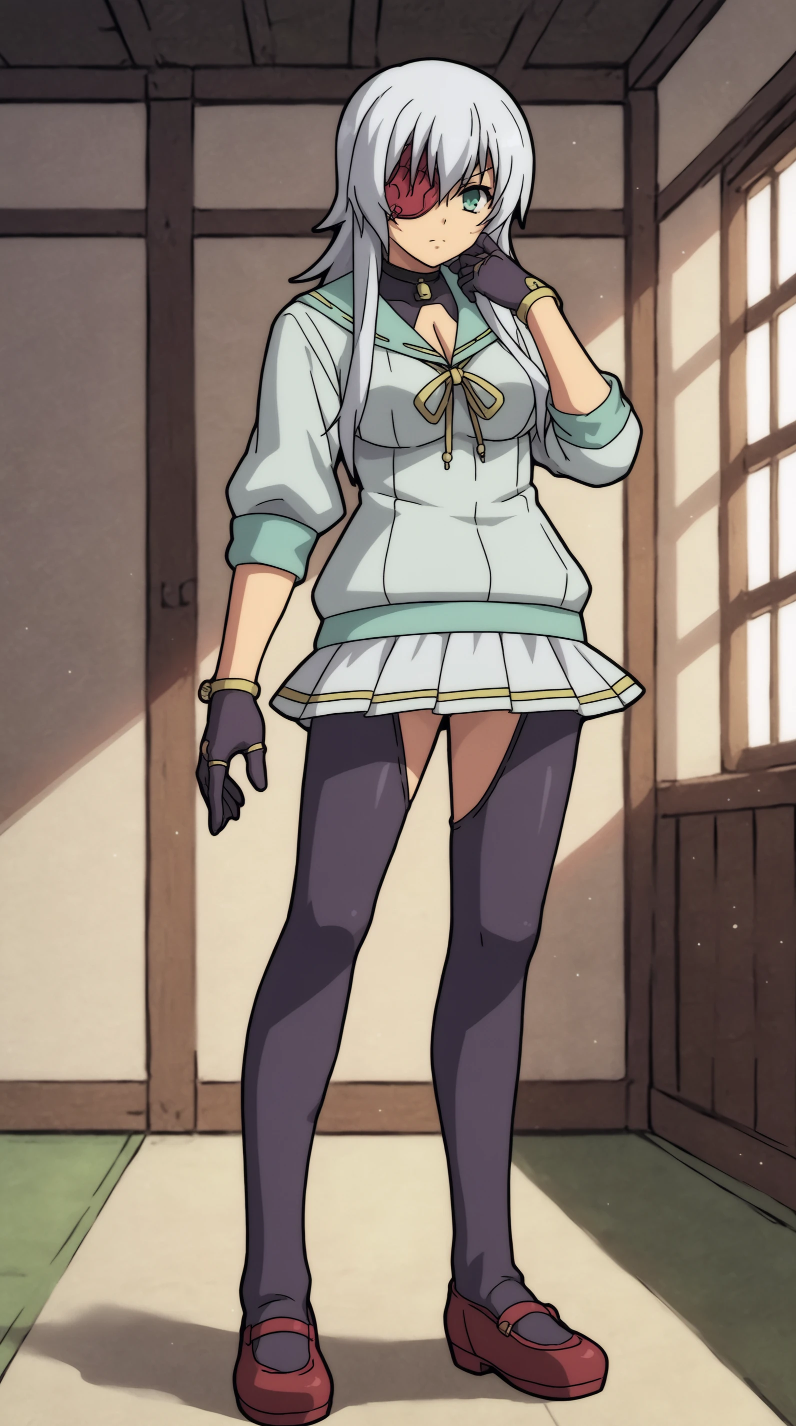 (masterpiece, highest quality: 1.2), alone, 1 girl, alone, White panties，，nsfw，black，Sailor suit，blazer，your heather, see-through panties，blush，かなりEmbarrassing， View audience, Long black hair, head band,  Earrings, Big Breasts, Medium Waist,Medium Hips, wide thighs, Embarrassing, charm, Good move..., Excellent ???????,White panties，classroom，，Sailor suit，blazer，skirt， (((skirtめくり, I can see your pants)))，