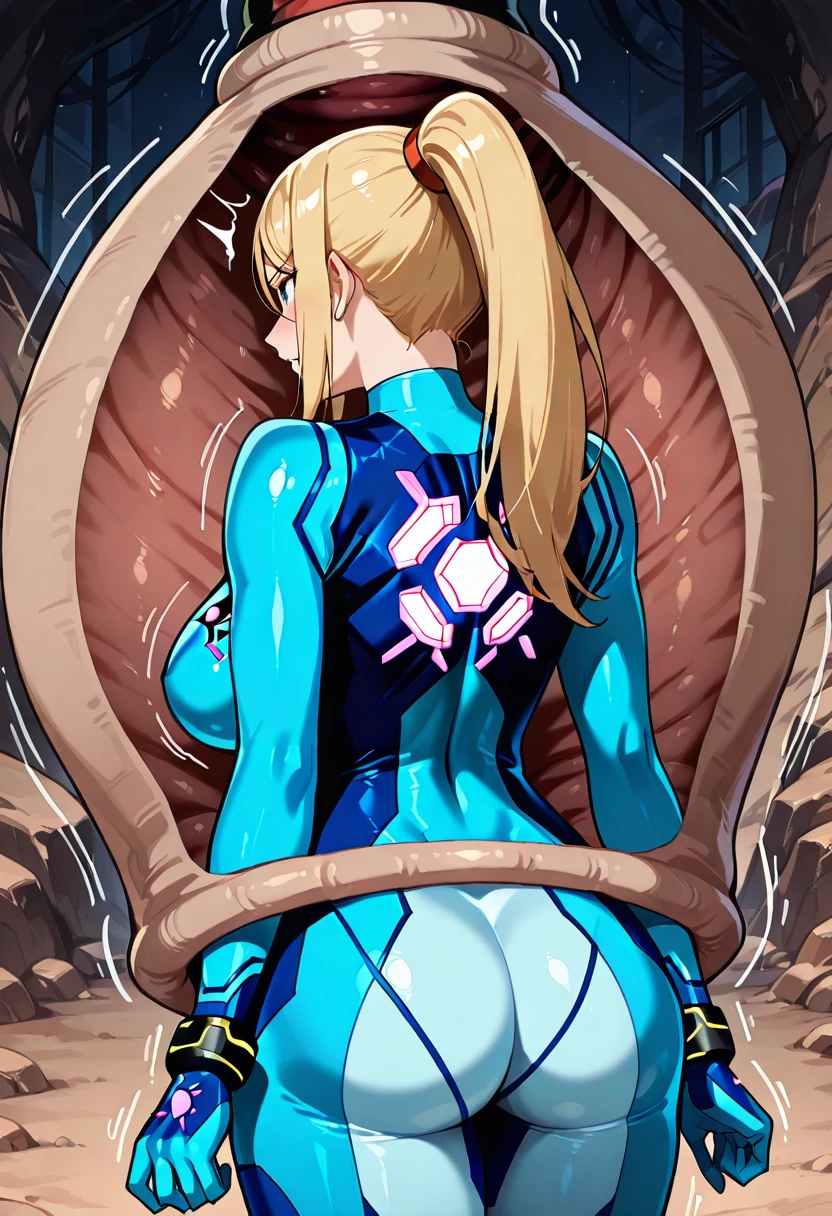 Samus Aran, curvy body, naked, Anime, hentai, tentacles, , blush, Alien jungle, uncensored.