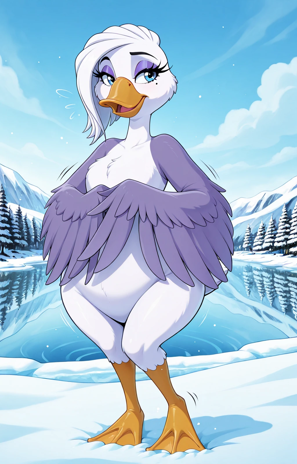 (masterpiece), (best quality),Woman ((anthro)) , (Daisy duck),1girl,solo,volumetric lighting,blue lighting, duck girl,mature female, white skin,(blue dress), (blue ribon),large ribon,perfect eyes,eyeshadow, huge breasts,perfect nipple,huge ass,sexy pose,In the office, full body view, squatting ,(spread legs wide:1),(arms behind head:1),Shirtless, pussy,dr comet,pochincoff,Pixelsketcher, (mayosplash), (wamudrawasterpiece),cutesexyrobutts, hioshiru, shiny skin, seductive eyes, fluffy hips, sexy pose, alluring, (detailed white fur:1.3), (soft cinematic light:1.1),
