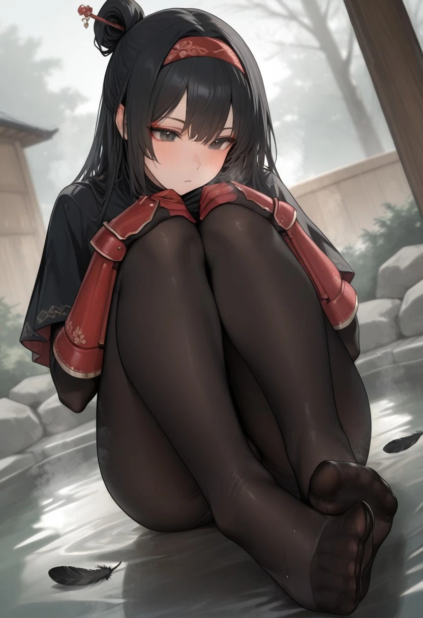 Yazawa Nico,red eyes, cheongsam,blush,Blunt hair, on the ground, Beat the , spread legs,Smile,(((black leggings))),camel toe,Bare toes,chubby,Do not wear