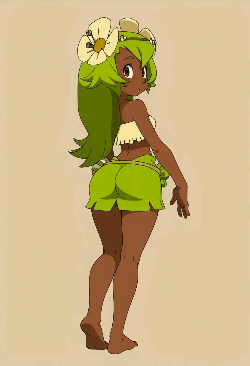 score_9, score_8_up, score_7_up, score_6_up, score_5_up, score_4_up, BREAK, source_cartoon, source_anime,
1girl,  amaliayoung, green hair, long hair, hair flower, dark skin,  shoulders, tube top, navel, skirt,
solo, full body, standing, looking at viewer, simple background    <lora:AmaliaXL:1>
