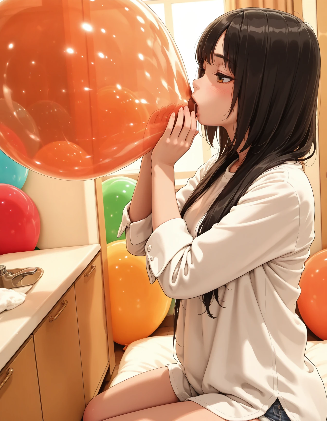masterpiece,best quality,amazing quality,very aesthetic,high resolution,ultra detailed,perfect details,
1girl,<lora:mai_balloon_blowing:1>,mai_balloon_blowing,balloon_blowing,