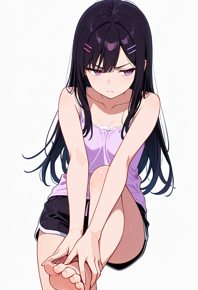 (Highest quality)), ((masterpiece)), ((Ultra-detailed)), (Very delicate and beautiful),nsfw,(anime artwork:1.5),(oto adashino),chalkboard,(classroom),sleeveless,small breasts,breast focus,erection of nipple,teenage girl((small breasts,purple eyes,black hair,long hair,slender,Black short skirt,fluttering hair,see-through white navel tank top)),(Lift up the skirt:1.4),(white panties visible:1.3),(cameltoe:1.2),(love juice:0.7), (frown:1.2),(angry:1.2),contemptuous,disdain,(hate:1.3),looking down,elegant,active angle,dynamism pose,from below,(embarrassed,nose blush:1.3),official art,8K,