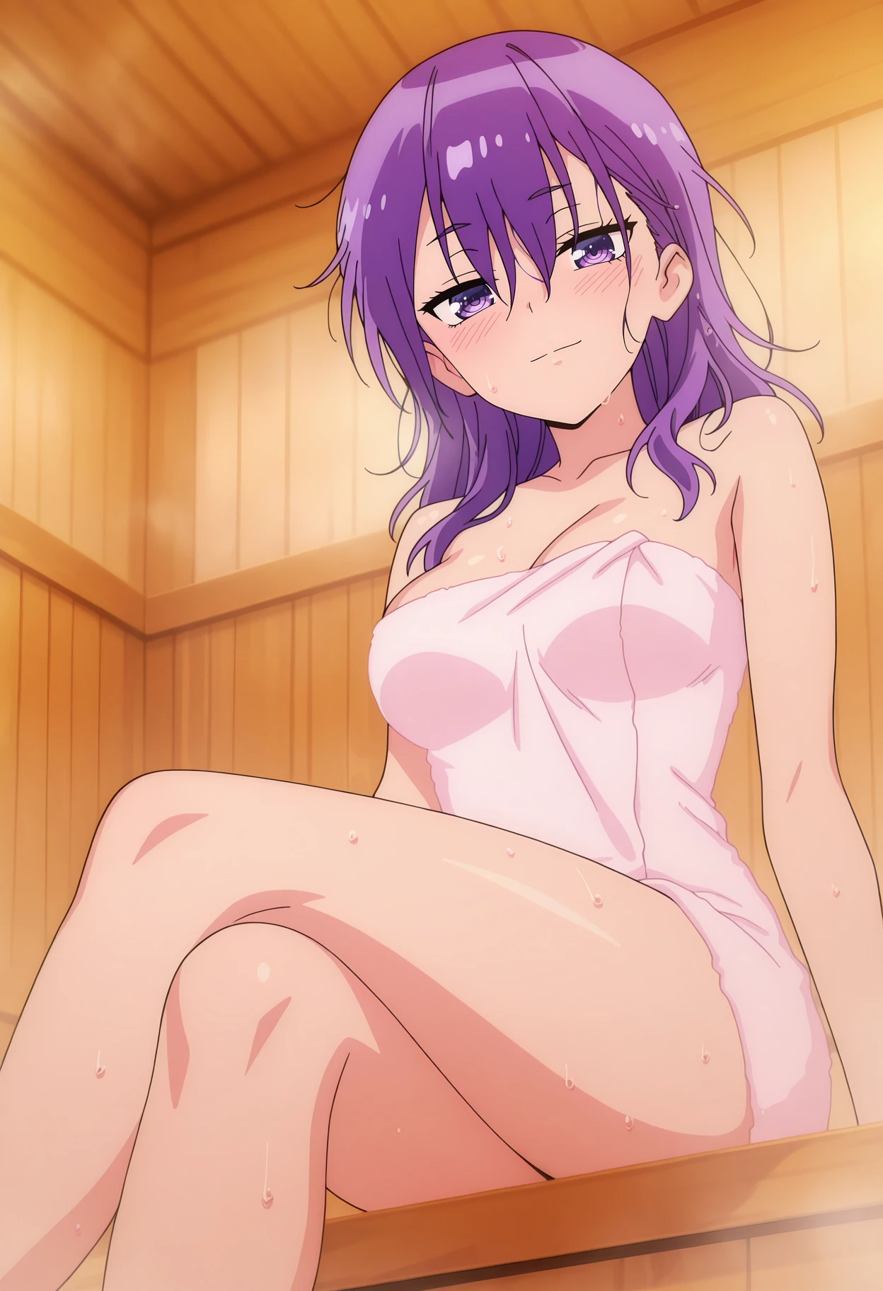 ((masterpiece)), ((best quality)), (ultra-detailed), anime style, bath, a cute girl, 1girl, solo, nude00, ((beautiful eyes)), smile, ((open chest)), ((cute nipples)),