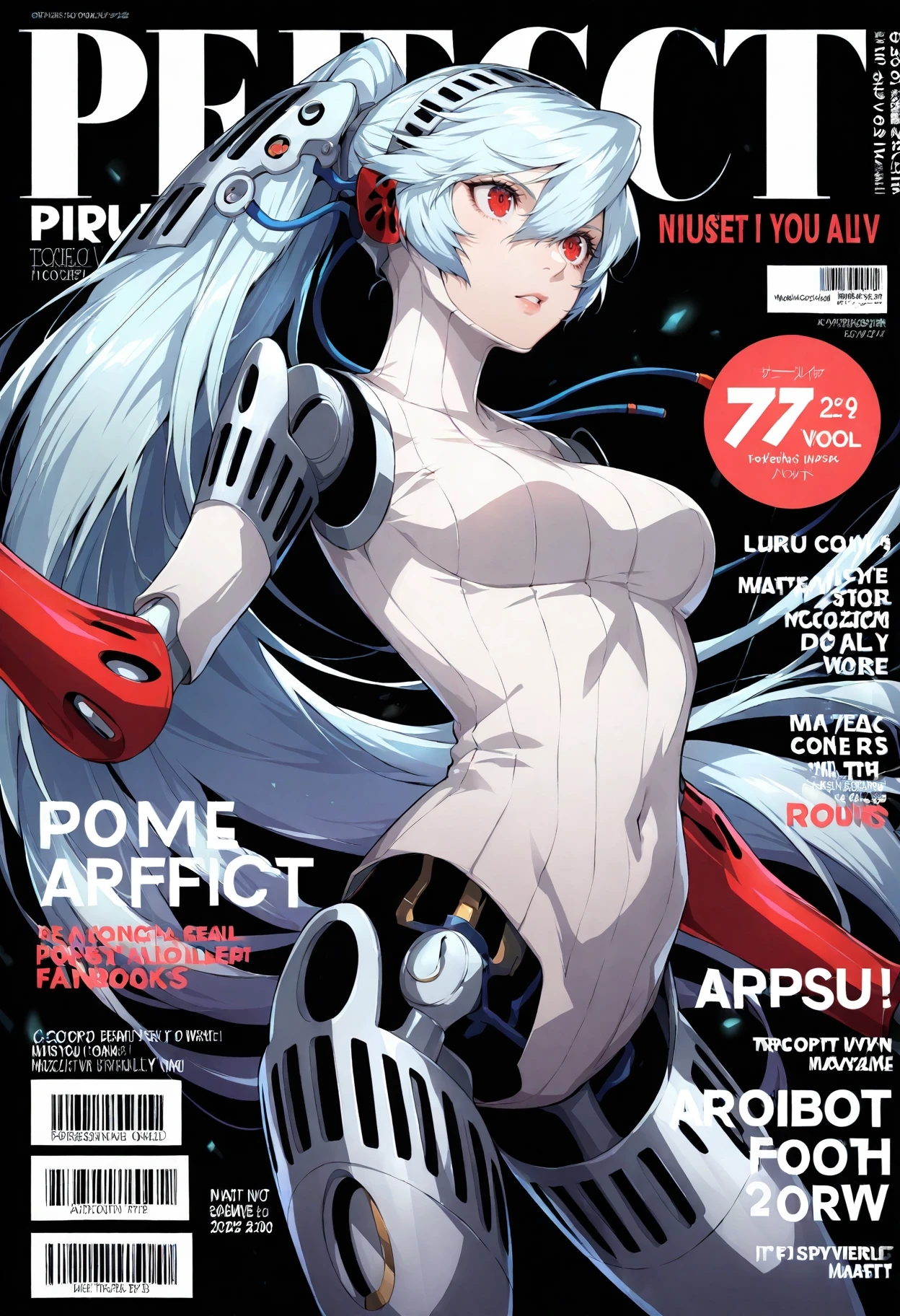 atompunk,shnet bodysuit, reverse bunnysuit, heart pasties, ((magazine cover)),