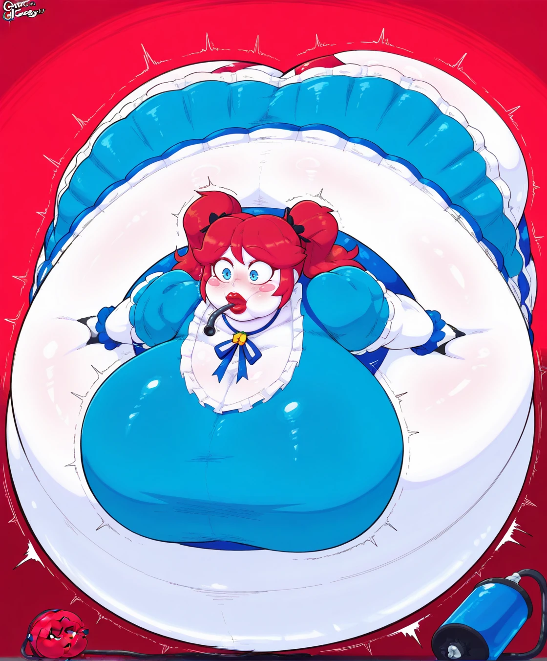 an enchanting woman,Wearing white bra, butt toward viewer, bulging diaper, huge diaper, diaper growing bigger and bigger, holding her growing diaper, diaper puffing up like a balloon about to explode, diaper so fat and full and lumpy, diaper massive, diaper filling up whole screen, sitting on giant puffy diaper like a cloud, loving her giant diaper inflating to 100 times normal size