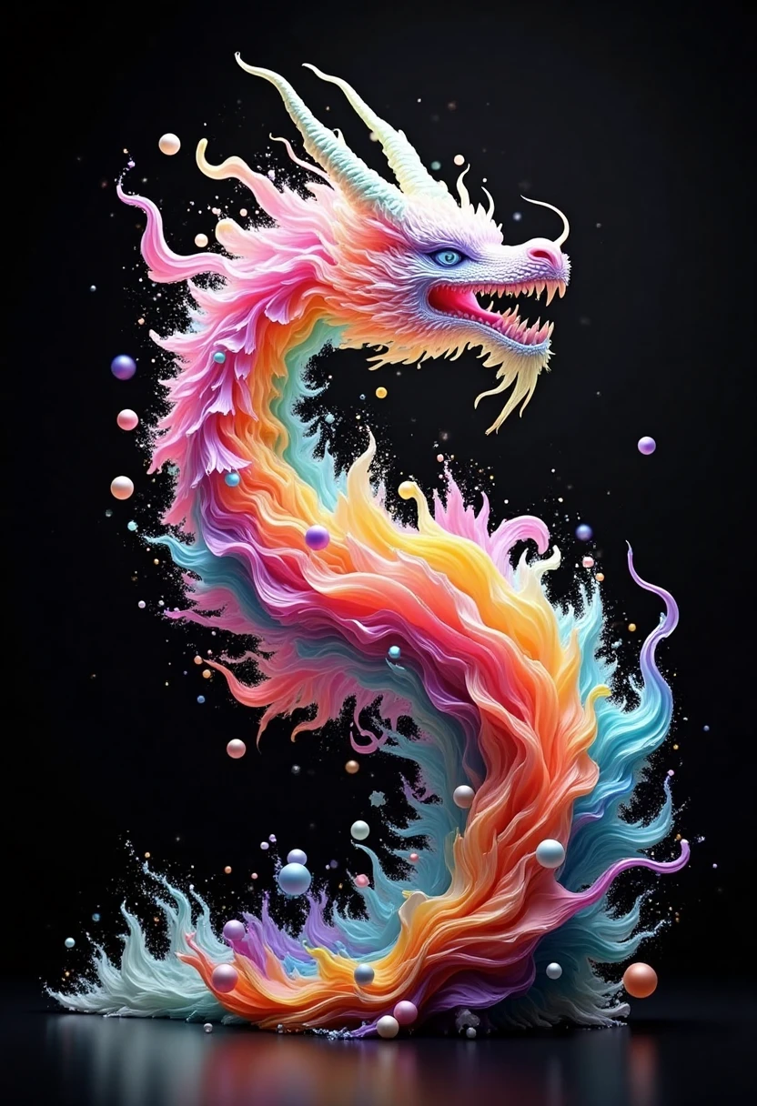 Fantasy、Fantasy、(whole body, detailed), ((Portrait of a dragon with colorful feathers:1.5)), photoRealistic, masterpiece: 1.2), (Highest quality, High resolution, 8K), (Realistic: 1.37), faint smoke, ultra detailed , Sharp focus, Bright Eyes, Scale and Texture, mysterious, Calm, Beautiful Landscape, Soft lighting, Vibrant colors, Rainbow and sunshine shining.16K, 超High resolution, Shining in rainbow colors、to be born,wonderful ,future、Iridescent、The world 30 years from now。