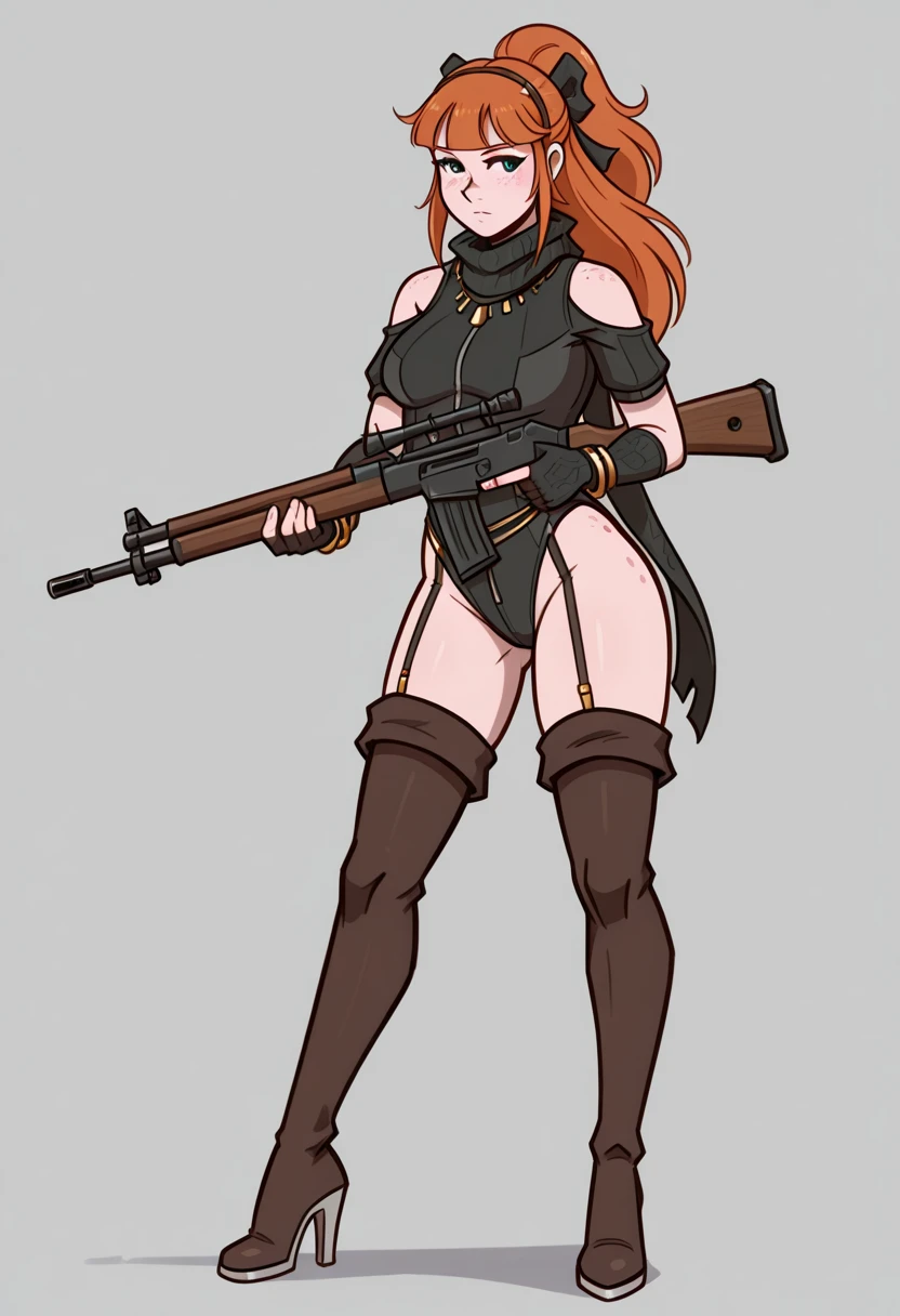 Fire horns, cyberpunk, armor in the style of Horizon Zero Dawn, Red-haired girl, fiery, green eyes, pigtails, a wreath of fire horns on her head, barbarian, a huge techno cannon in her hands, a huntress, bones on the body, insect plates, chitin, fur, small bones, light bones and red fur on the shoulders, dark leather stockings made of strips of cut leather on the legs, ropes and light bones on the body,  thin panties, a small bra made of bones, bright red hair, jewelry made of horns, a fur gun. Instead of underpants, rope, bones and chitin, fur shoulder pads and with chitin, a tail of hair on the back of the head, a short haircut, a bionic cannon in the form of the mouth of a wolf, shark, dragon look up. The girl has green eyes, a playful look, a good-natured smile, a neat nose, tight panties, tight thongs, mini-underwear, leaky underwear, torn fabrics, a lot of torn fabrics, a lot of holes in fabrics, a cannon with a monster's head, a cannon barrel in the form of a monster, a flame bursts out of her mouth, a portal in a cannon. The girl has short hair, a ponytail at the back is short and looks up, fur shoulder pads, a jacket on the shoulders, a torn bra, the pubis is open, diagonal straps all over the body, powerful energy escapes from the open toothy mouth of a cannon, a bird's skull on a girl's belly, tattoos, vertebrae on the edges of stockings, cyberpunk, ethnic style of clothing, vintage clothes, worn, prehistoric style, prehistoric jacket, elbow pads made of insects,  chitinous cannon, bionic cannon, torn jacket sleeves, chitinous plates on the jacket, flame flashes, cyberpunk, the whole cyberpunk style, a lot of technology, technologies of the future, futurism, science fiction, fantasy, wildness, sexuality, emphasized eroticism, cold lighting, flames from everywhere, a lot of fire, bones on the shoulders, small details on the shoulders, a skull on the belt, the girl has curly hair, tattoos on her face, maximum nudity, diagonals, caveman,  prehistoric image,