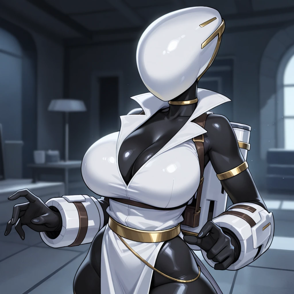 Female muscular xenomorph mother with white underpants and bra, white panties, white bra, frontal view, bra straps, panties, spread legs