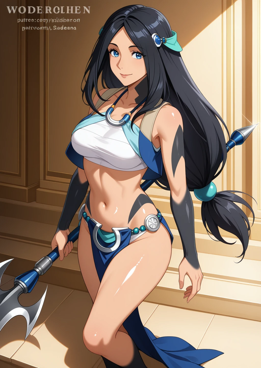 in style of Arthur Adams
(1 girl ),Above the knee shot,from side,bikini_armor,see through fullbodystocking under the armor,(arm_held_back),(gravure_pose:1.8),high ponytail,incredibly long hair,small breasts,
BREAK
(stand sideways:2.4),(mid breasts facing the viewer:2),(arm cross the ass:1.8),