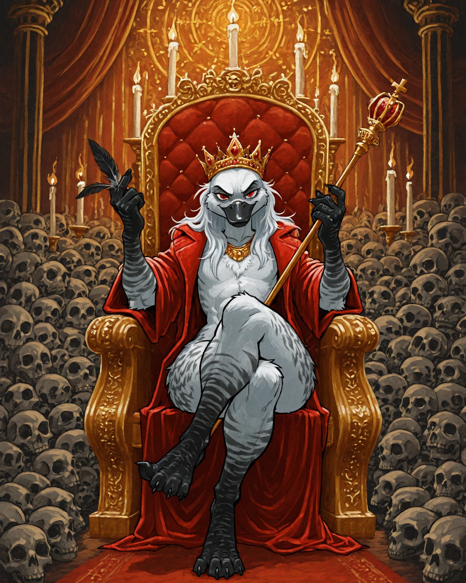 Satanic Collie bikini demon ritual sitting on the throne of bones