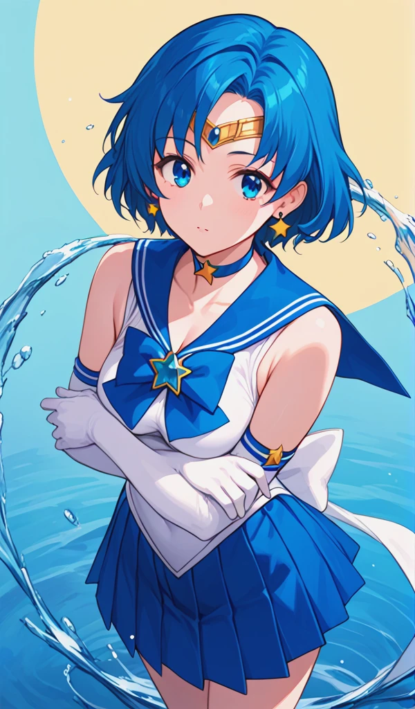 masterpiece, best quality,ultra detail,girl, EPsmSailorMercury,water,night,splash <lora:EPsmSailorMercury:0.9>,smile,blue skirt,blue ribbon,sailor collar,stylish pose