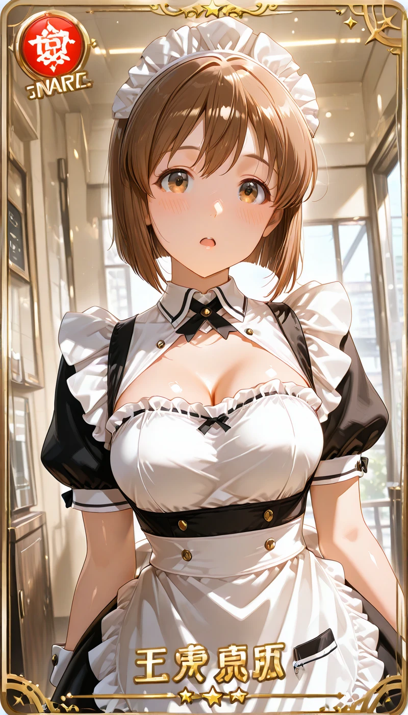 ((((masterpiece, Highest quality, High resolution)))), Extremely detailed 8K, Beautiful girl with a voluptuous body, (Ultra HD, Super detailed, Very detailed, Very realistic, Ultra-realistic, Photo Real), (One girl:1.5), (Realistic white hair), (Short Wavy Hair, hair ornaments, Earrings), (Dynamic pose), To the camera, View your viewers, (blush, Embarrassing, smile), (Purple eyes, Sharp eyes), (Firm breasts:1.2), (Beautifully detailed face, Beautiful attention to detail), ((Maid clothes, Maid Apron, Cat Ear Headband)), (detailed pussy), (stand up), Sweat, shine, (Sunbeam, sunlight), ((Cowboy Shot)), coffee shop, ((Highest quality、High resolution))、Portraiture、Perfect body、Beautiful and bountiful breasts、Sexually excited expression、((throw、maid shows pussy))、Love Juice、I'm inviting you to have sex,(nsfw)