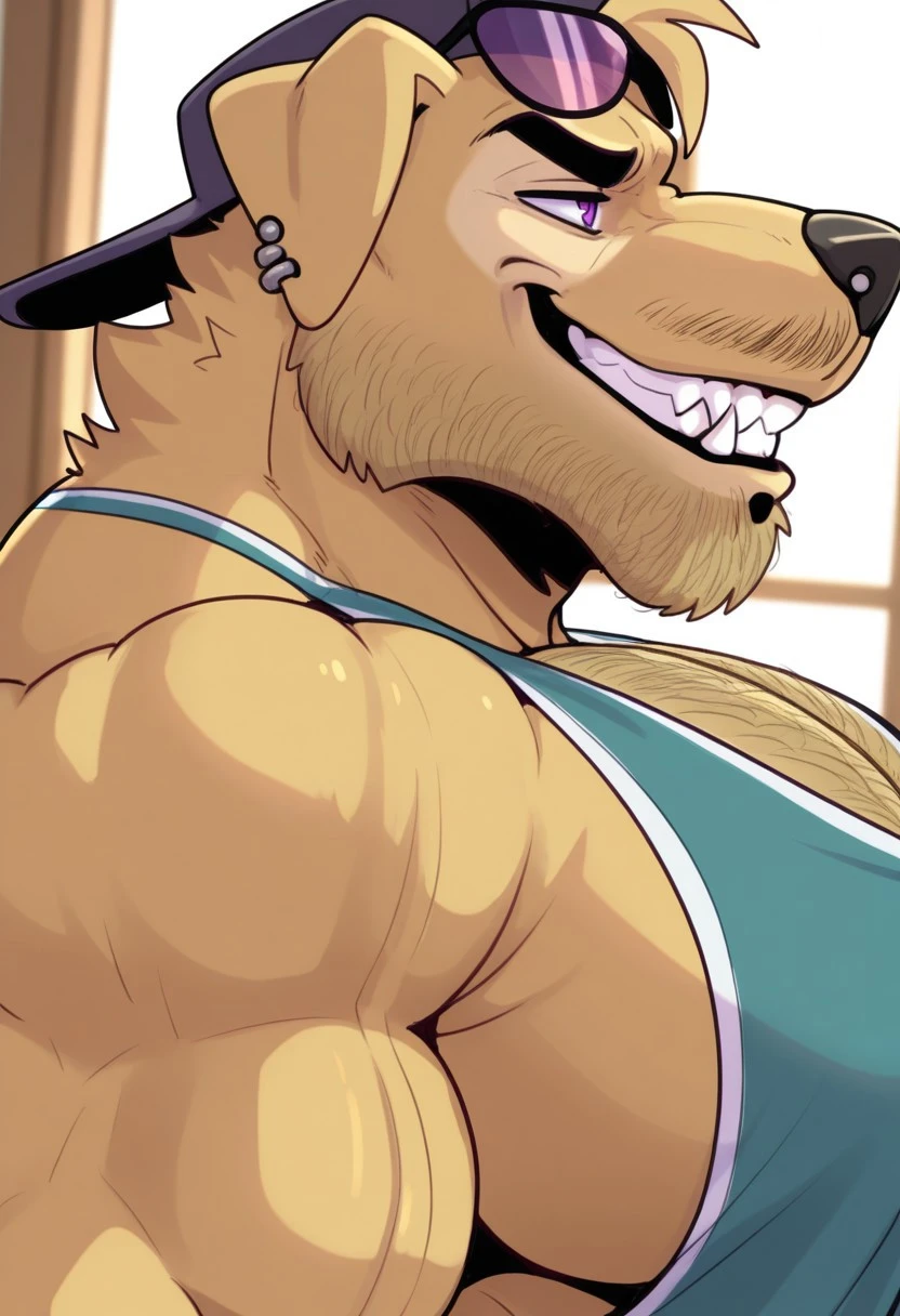 Hyena, By Haps, Big Pecs, Abs, 1boy, abs, armpit hair, armpits, bara, bathroom, beard, boxer briefs, boxers, briefs, bulge, facial hair, gloves, hat, holding, holding phone, large pectorals, leg hair, male focus, male underwear, military hat, muscular, muscular male, navel, nipples, peaked cap, pectorals, phone, selfie, short hair, solo, sunglasses, thick thighs, thighs, topless male, underwear, white gloves, white male underwear